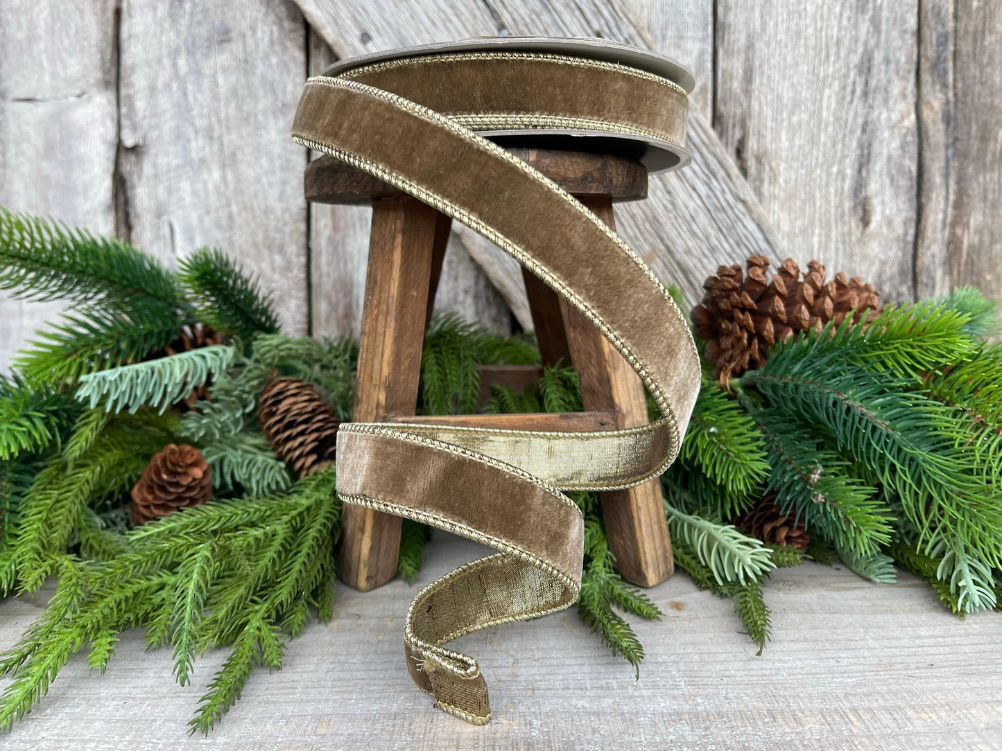 1” Mink Velvet Ribbon, Farrisilk ribbon
