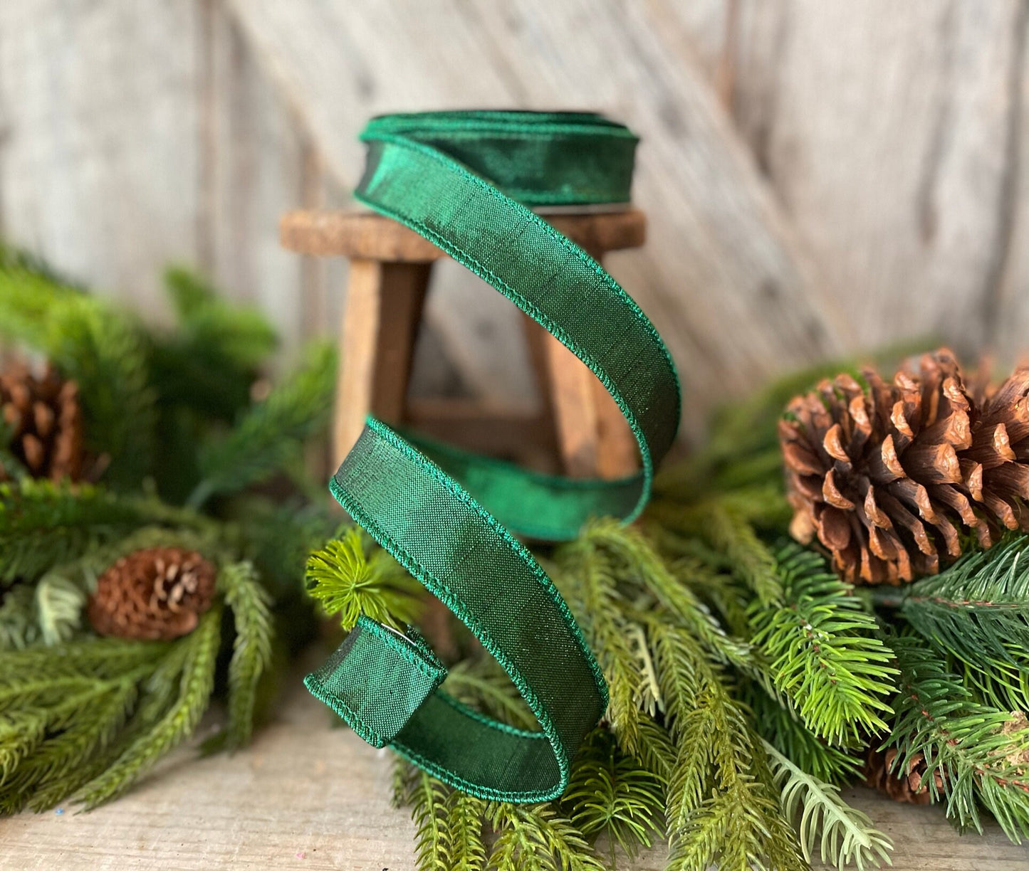 1" Emerald Green Luster Ribbon, Farrisilk