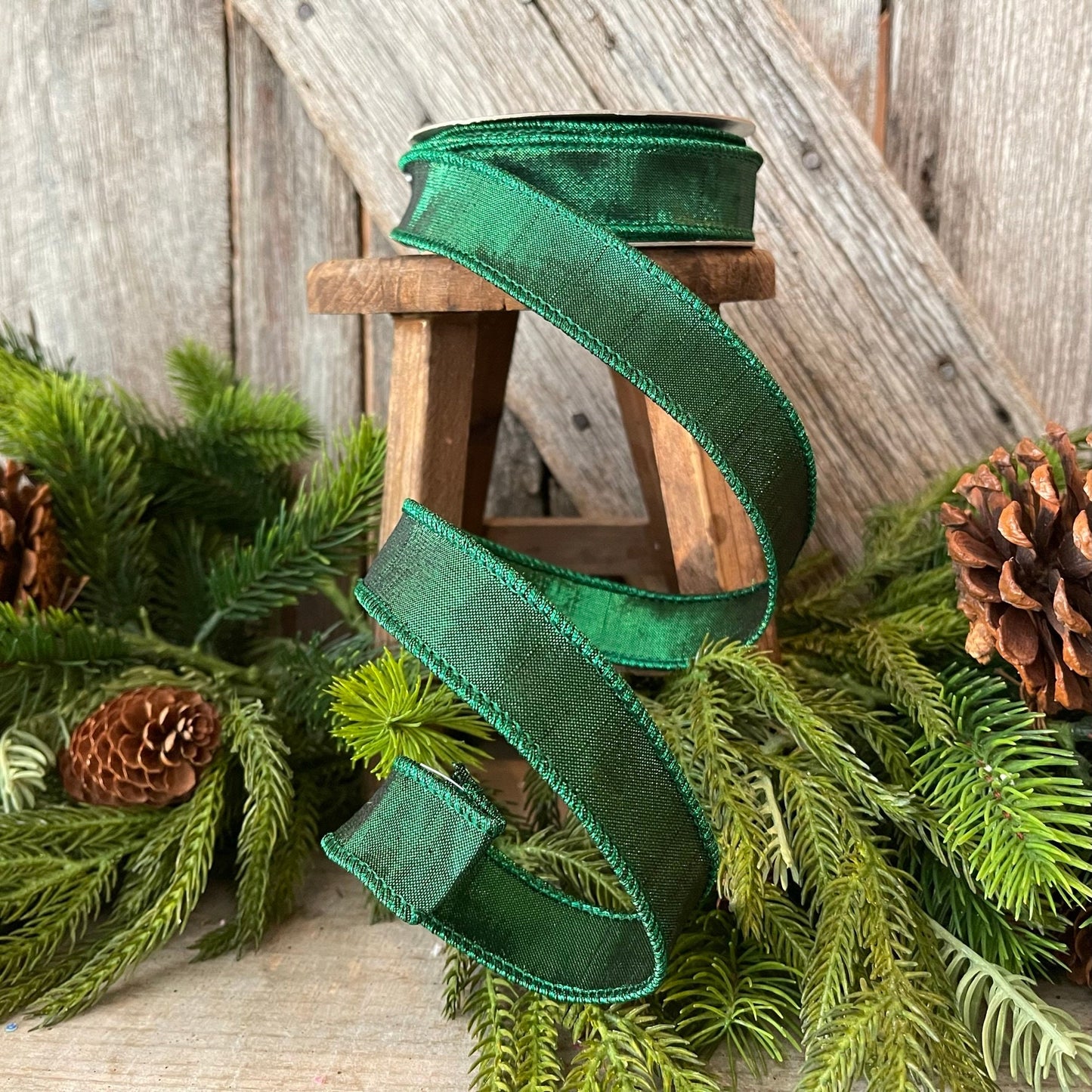 1" Emerald Green Luster Ribbon, Farrisilk