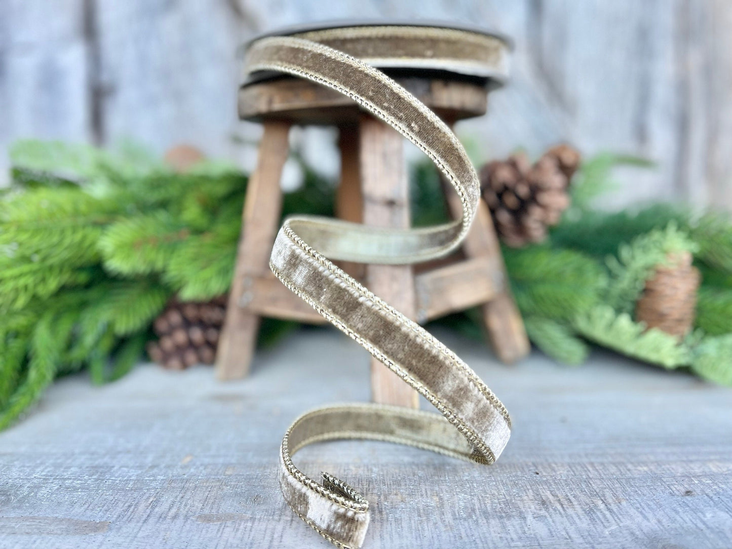 3/4” Mink Velvet Ribbon, Farrisilk ribbon