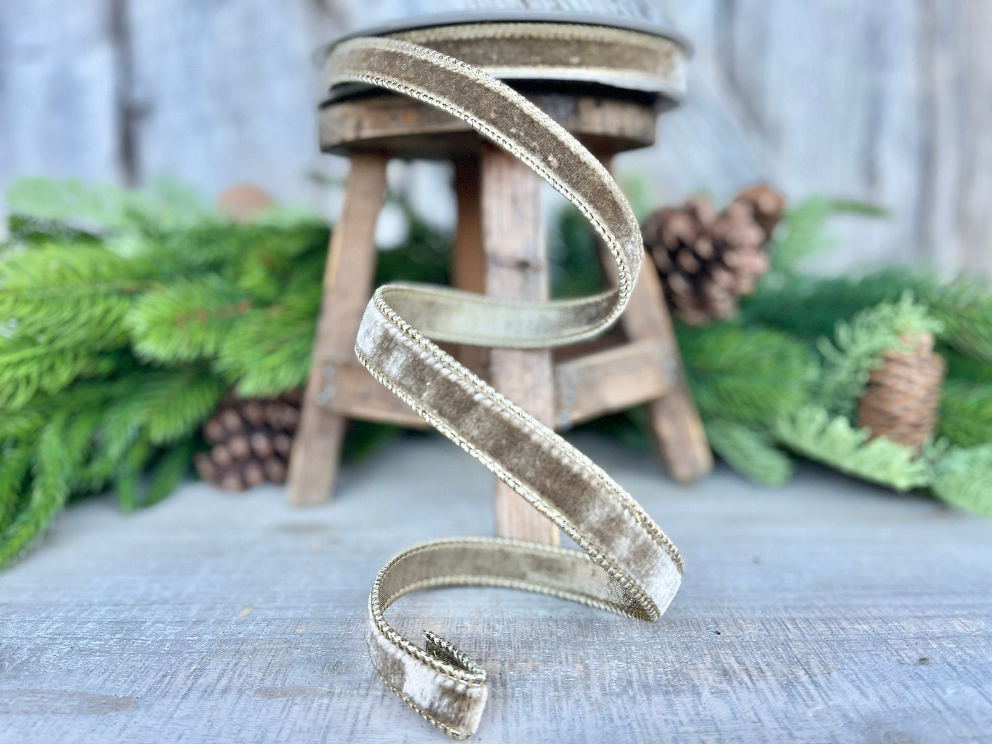 3/4” Mink Velvet Ribbon, Farrisilk ribbon