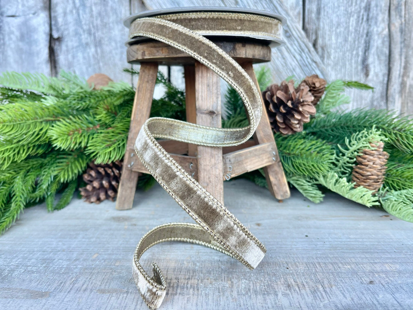 3/4” Mink Velvet Ribbon, Farrisilk ribbon