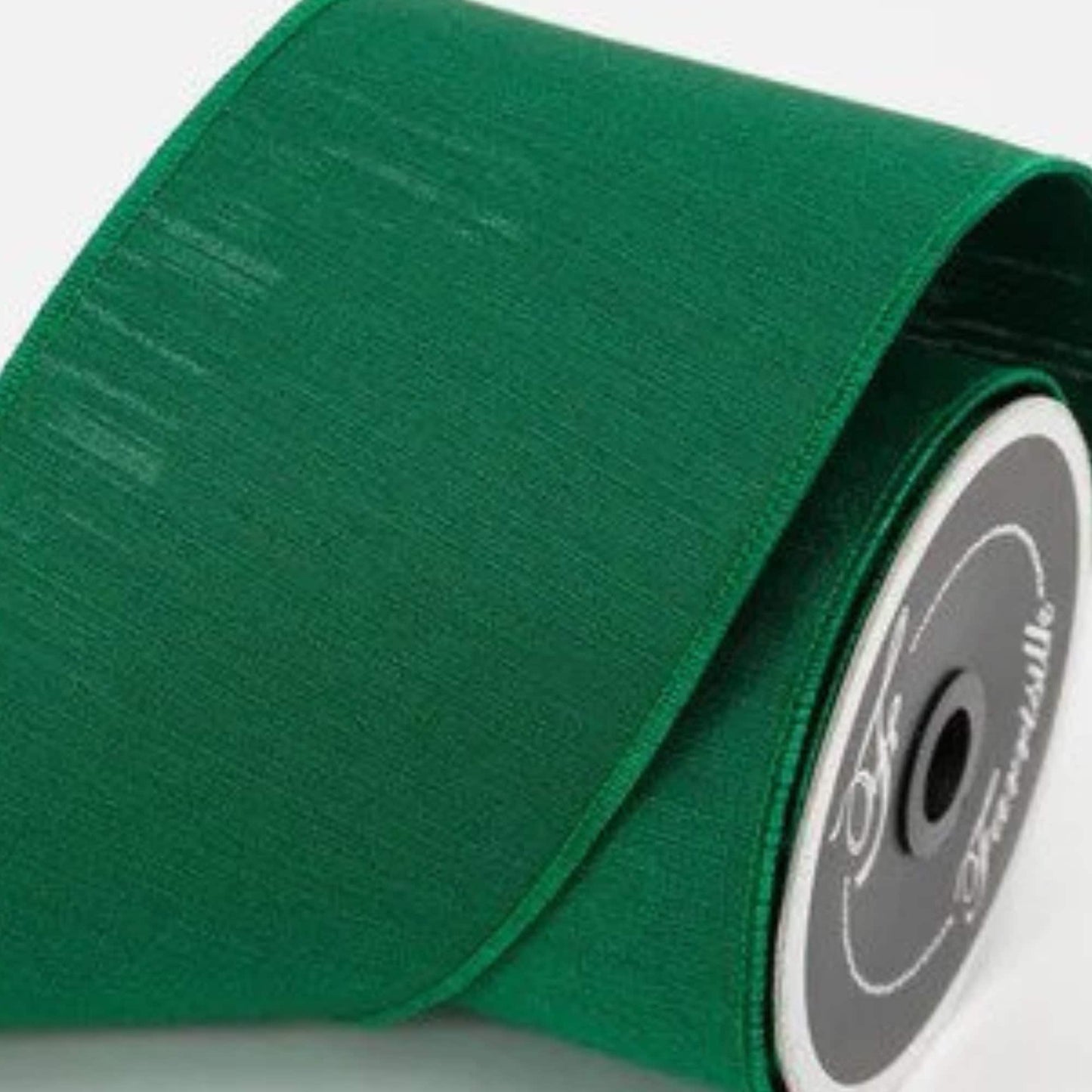 4" Emerald Green Shabby Silk, Farrisilk Ribbon, Wired Ribbon