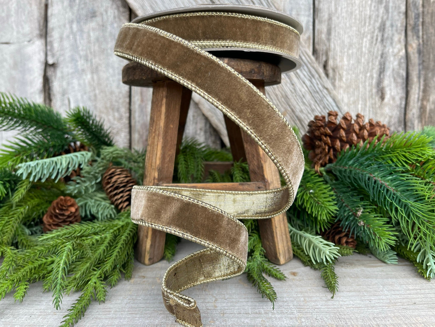 1” Mink Velvet Ribbon, Farrisilk ribbon