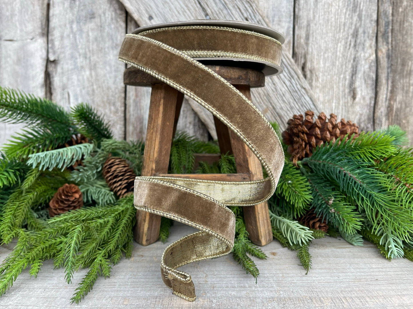 1” Mink Velvet Ribbon, Farrisilk ribbon