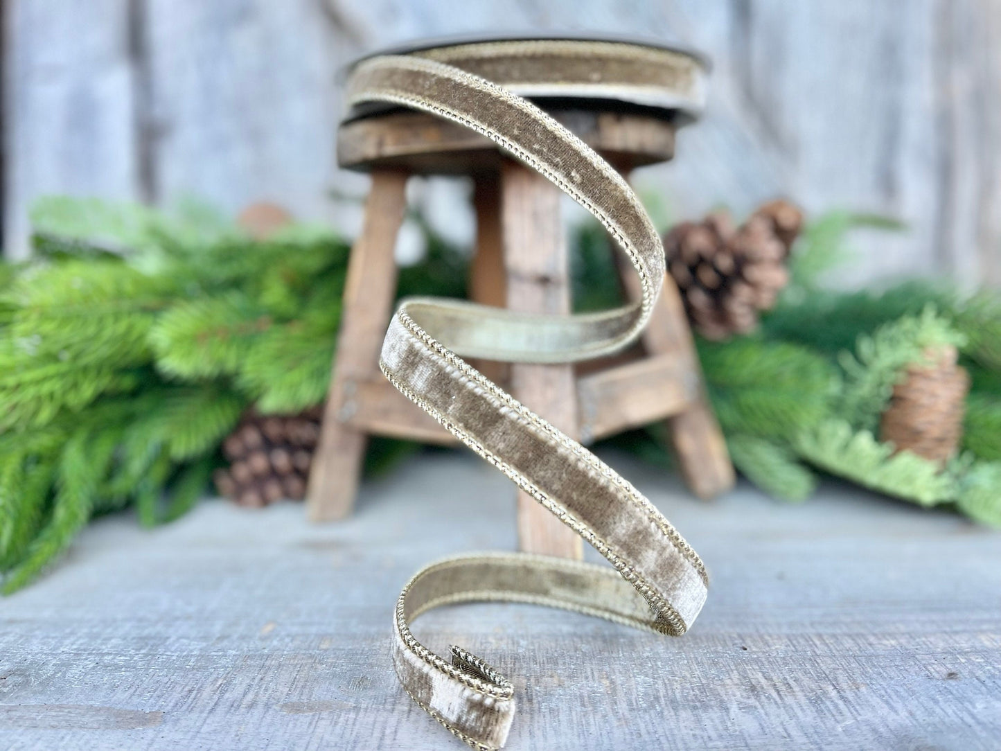 3/4” Mink Velvet Ribbon, Farrisilk ribbon