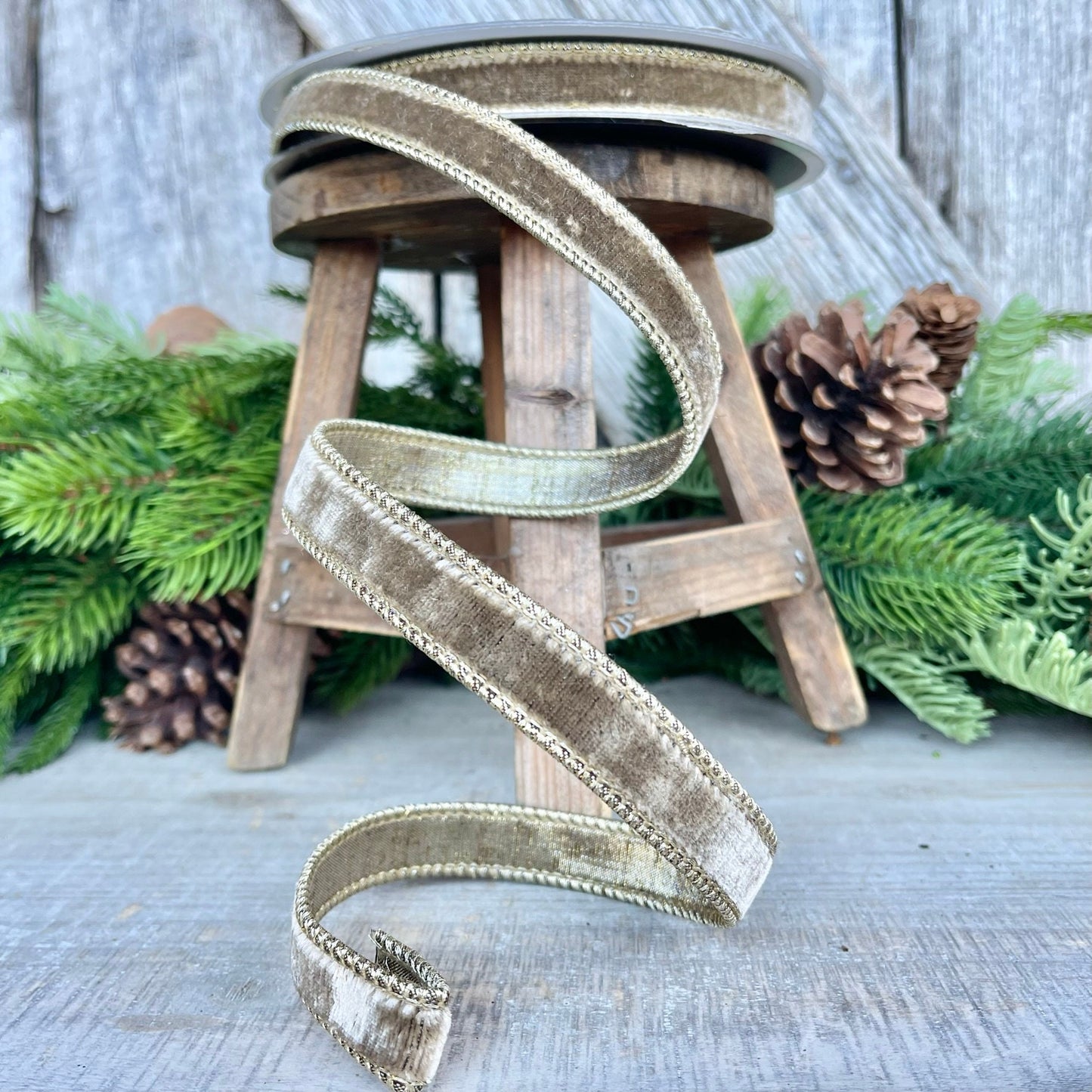 3/4” Mink Velvet Ribbon, Farrisilk ribbon