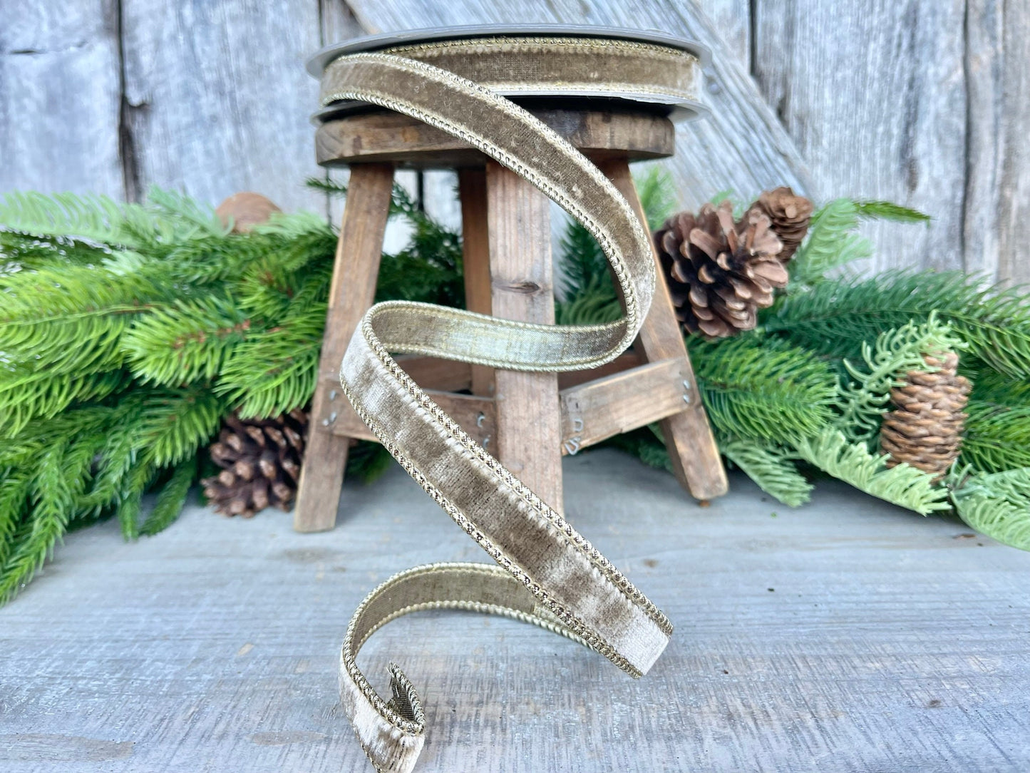 3/4” Mink Velvet Ribbon, Farrisilk ribbon