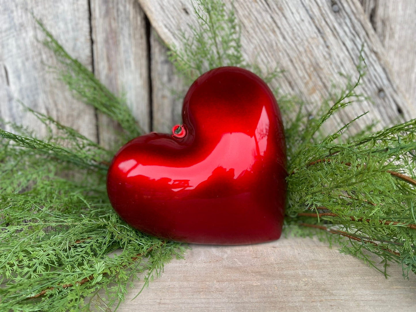 8" Red Heart Ornament, Farrisilk Heart Ornament, Valentine Heart