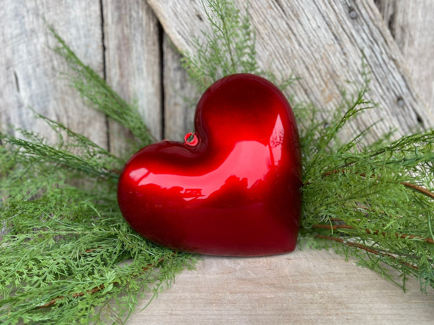 8" Red Heart Ornament, Farrisilk Heart Ornament, Valentine Heart