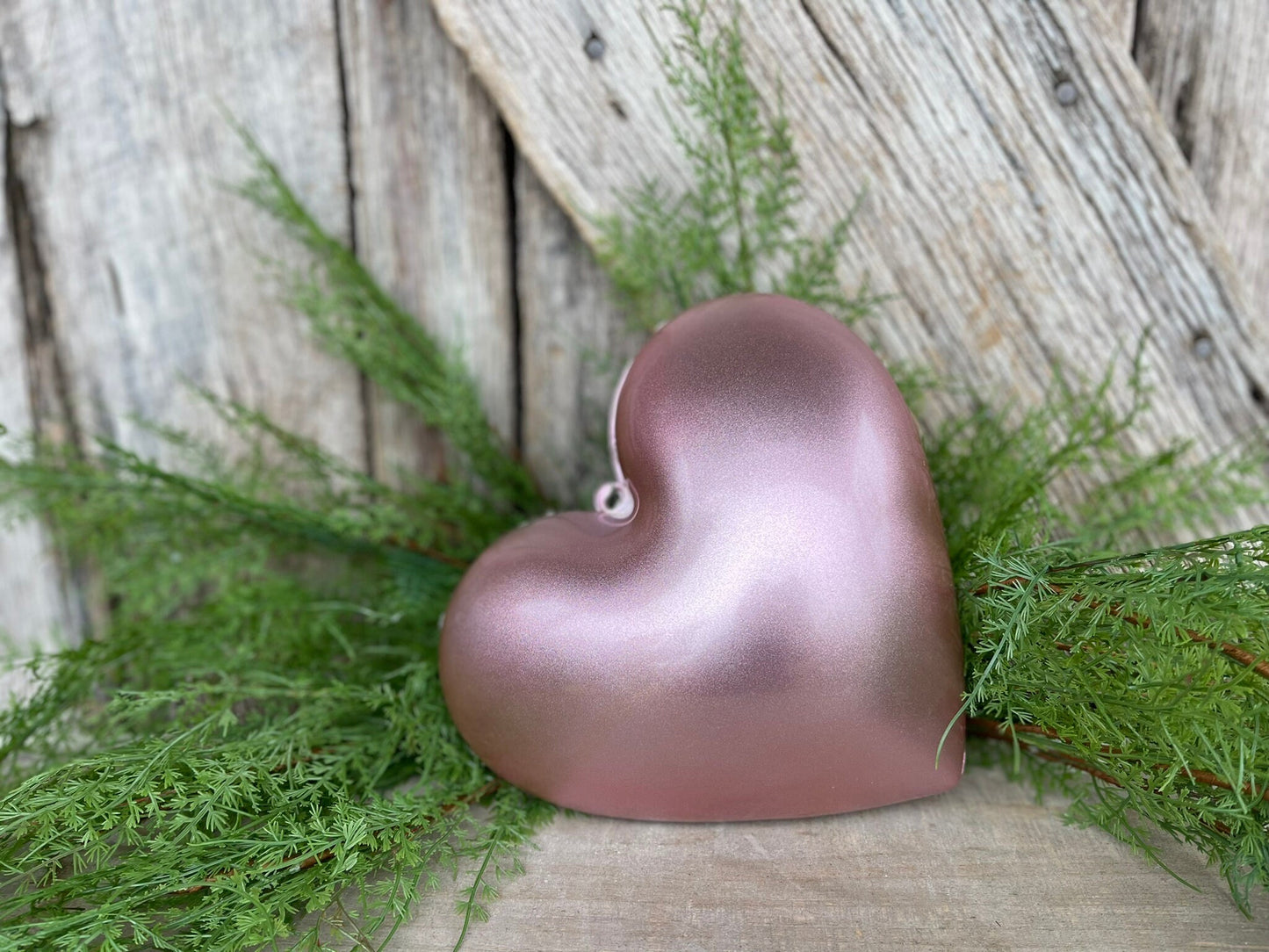 8" Light PInk Heart Ornament, Farrisilk Heart Ornament, Valentine Heart