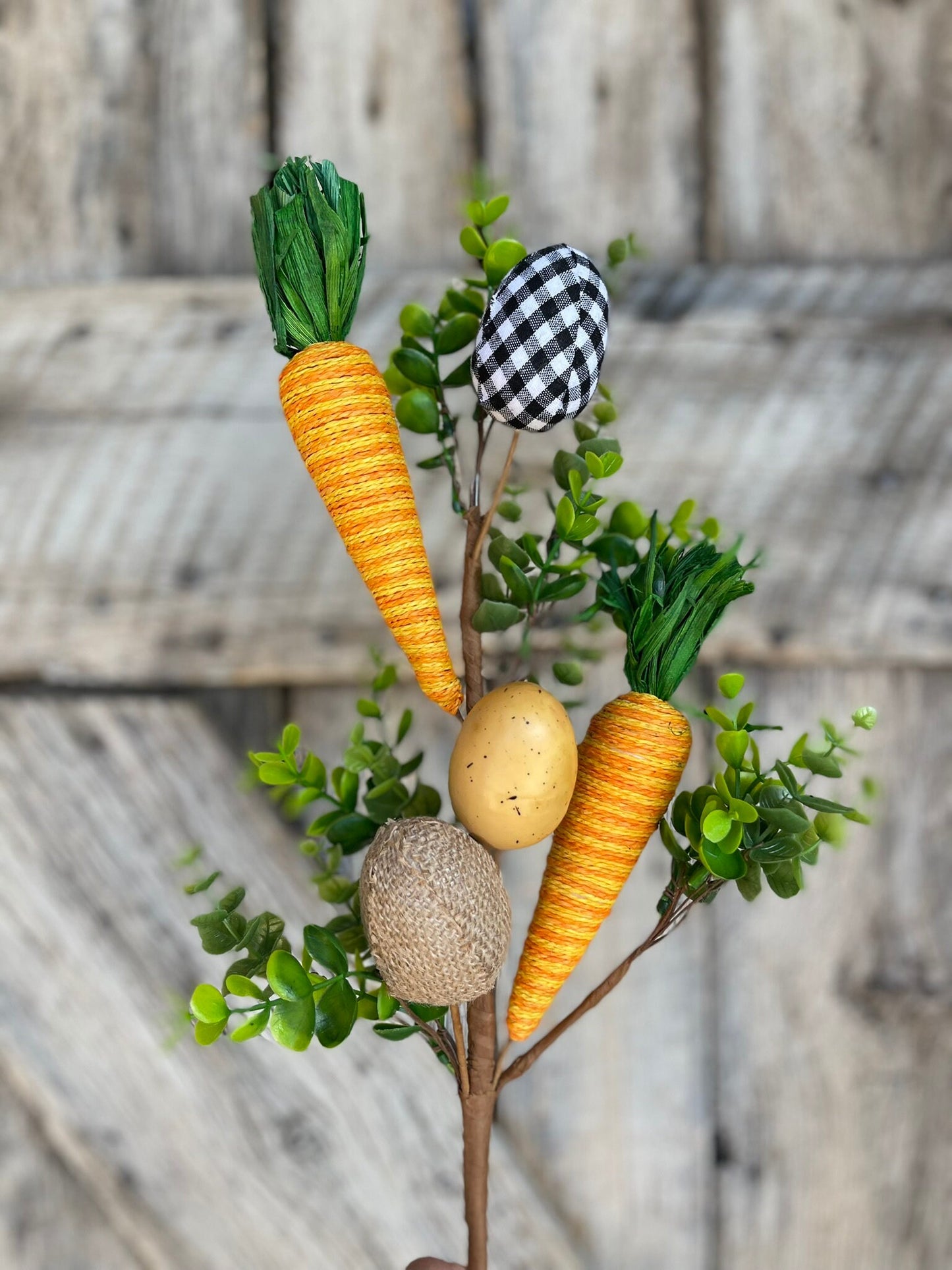 30" Easter Egg Orange Carrot Spray, Farmhouse Easter Spray