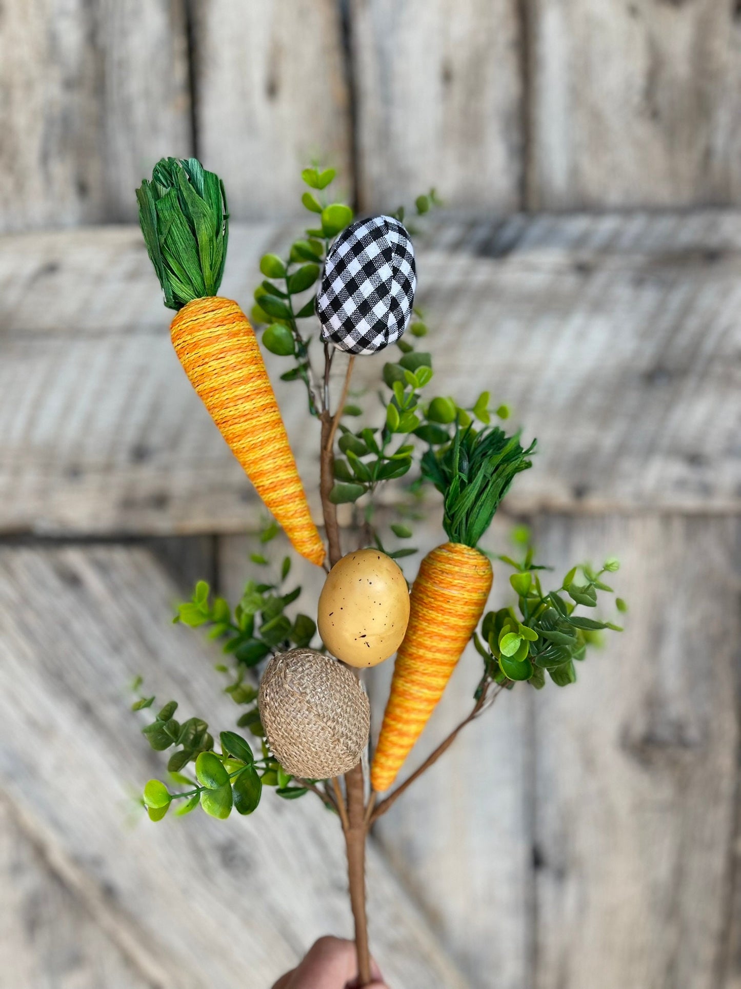 30" Easter Egg Orange Carrot Spray, Farmhouse Easter Spray