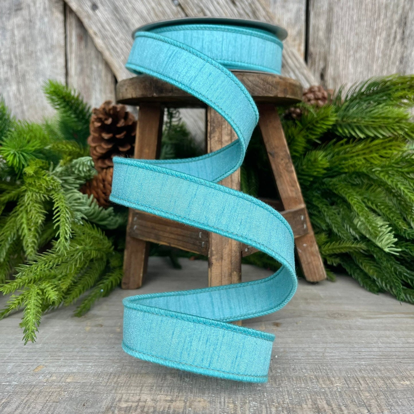 1” Light Blue Dupion Ribbon, Farrisilk ribbon