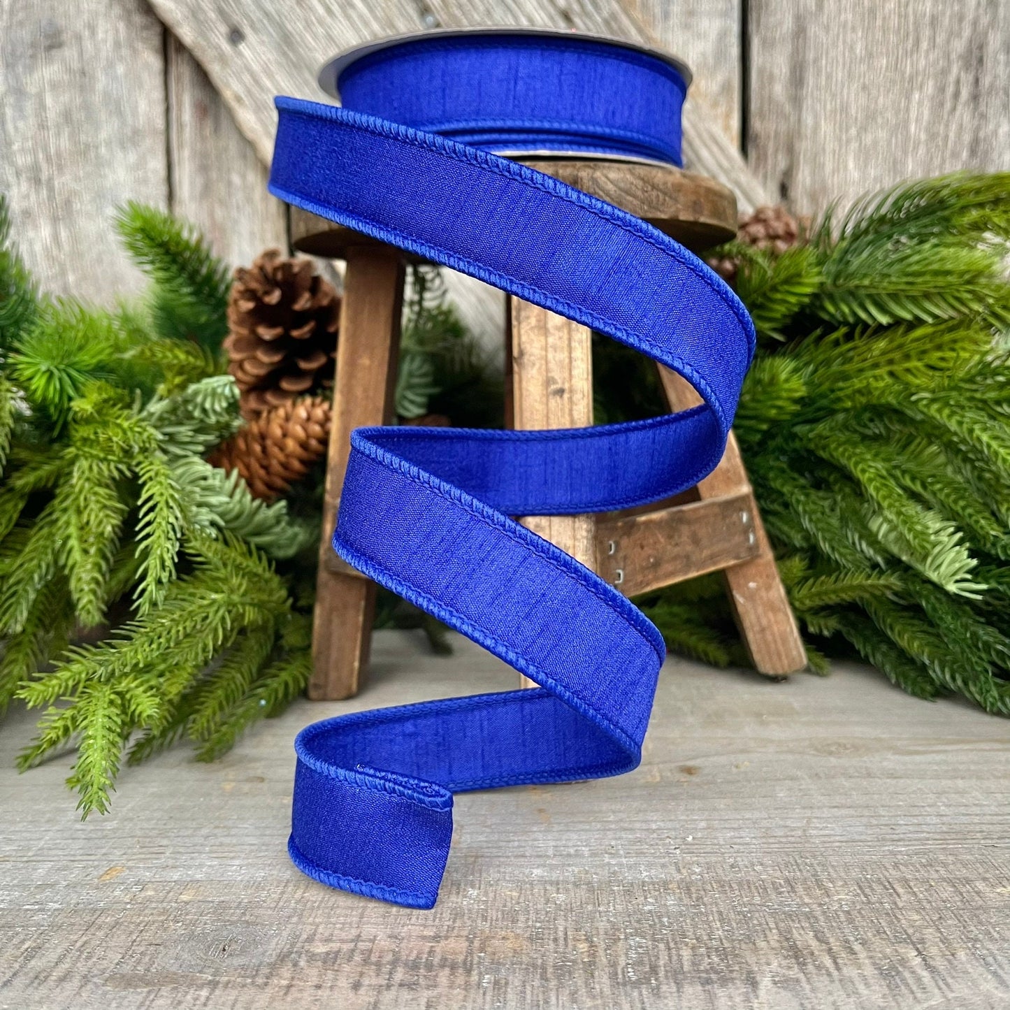 1” Royal Blue Dupion Ribbon, Farrisilk ribbon