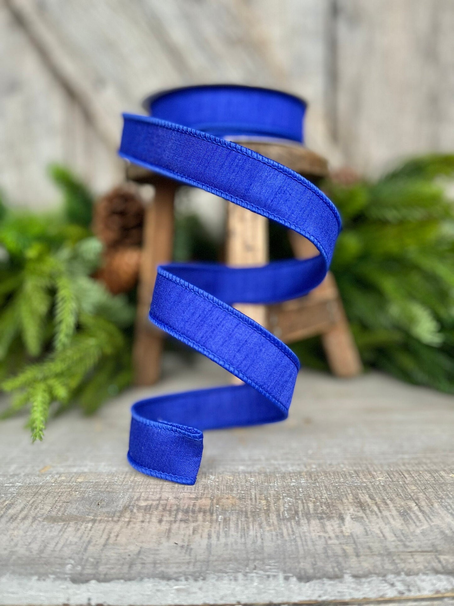 1” Royal Blue Dupion Ribbon, Farrisilk ribbon