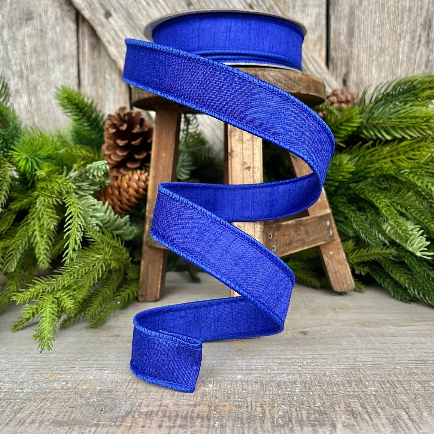 1” Royal Blue Dupion Ribbon, Farrisilk ribbon
