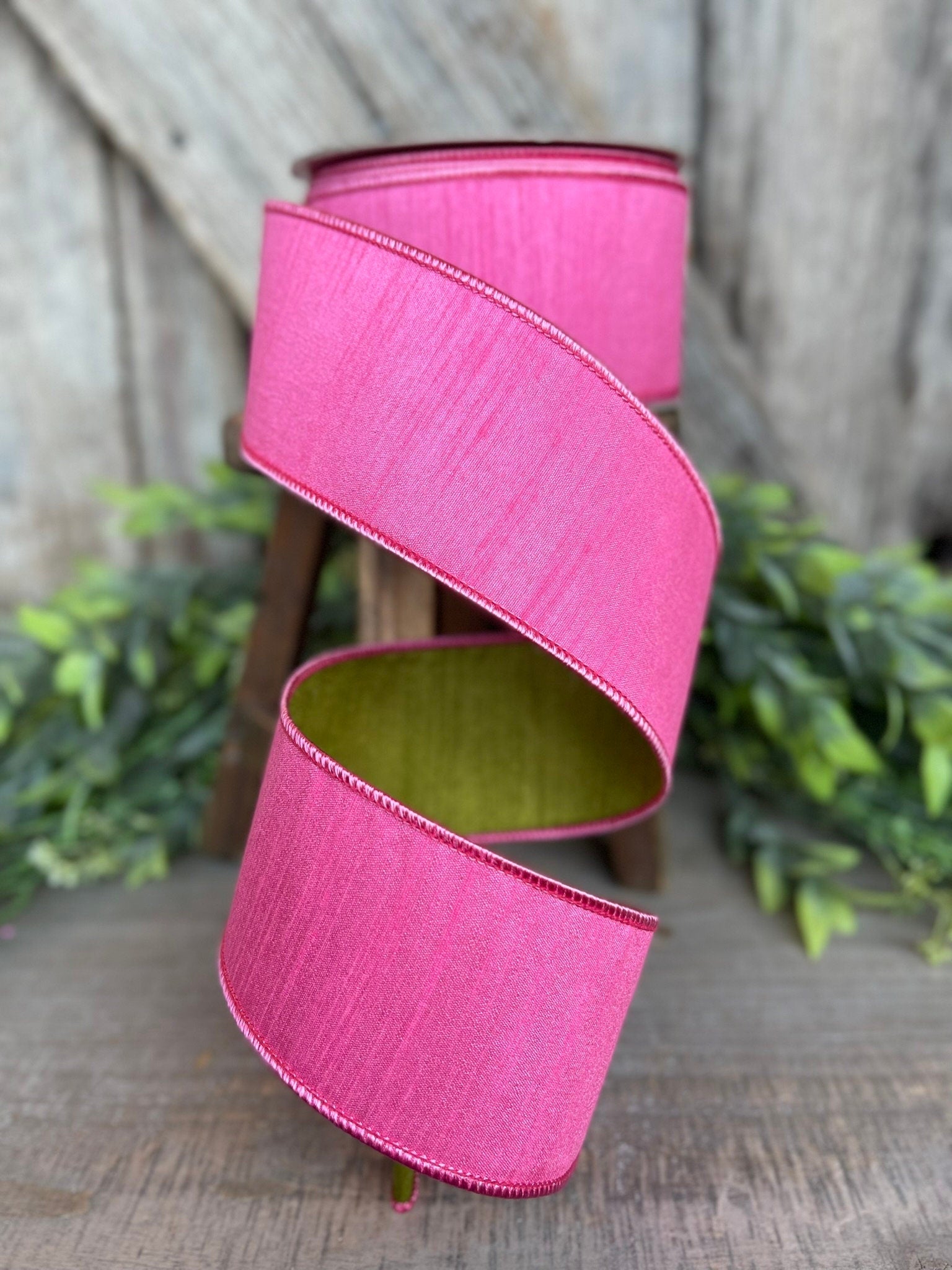 2.5” Bubblegum Pink Ribbon, Farrisilk ribbon, wired ribbon