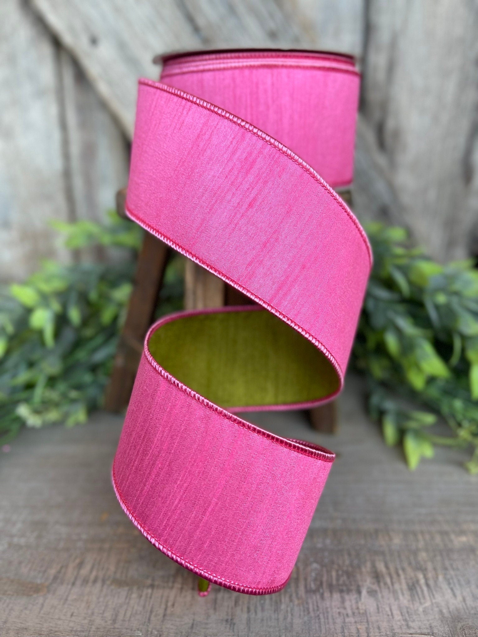2.5” Bubblegum Pink Ribbon, Farrisilk ribbon, wired ribbon