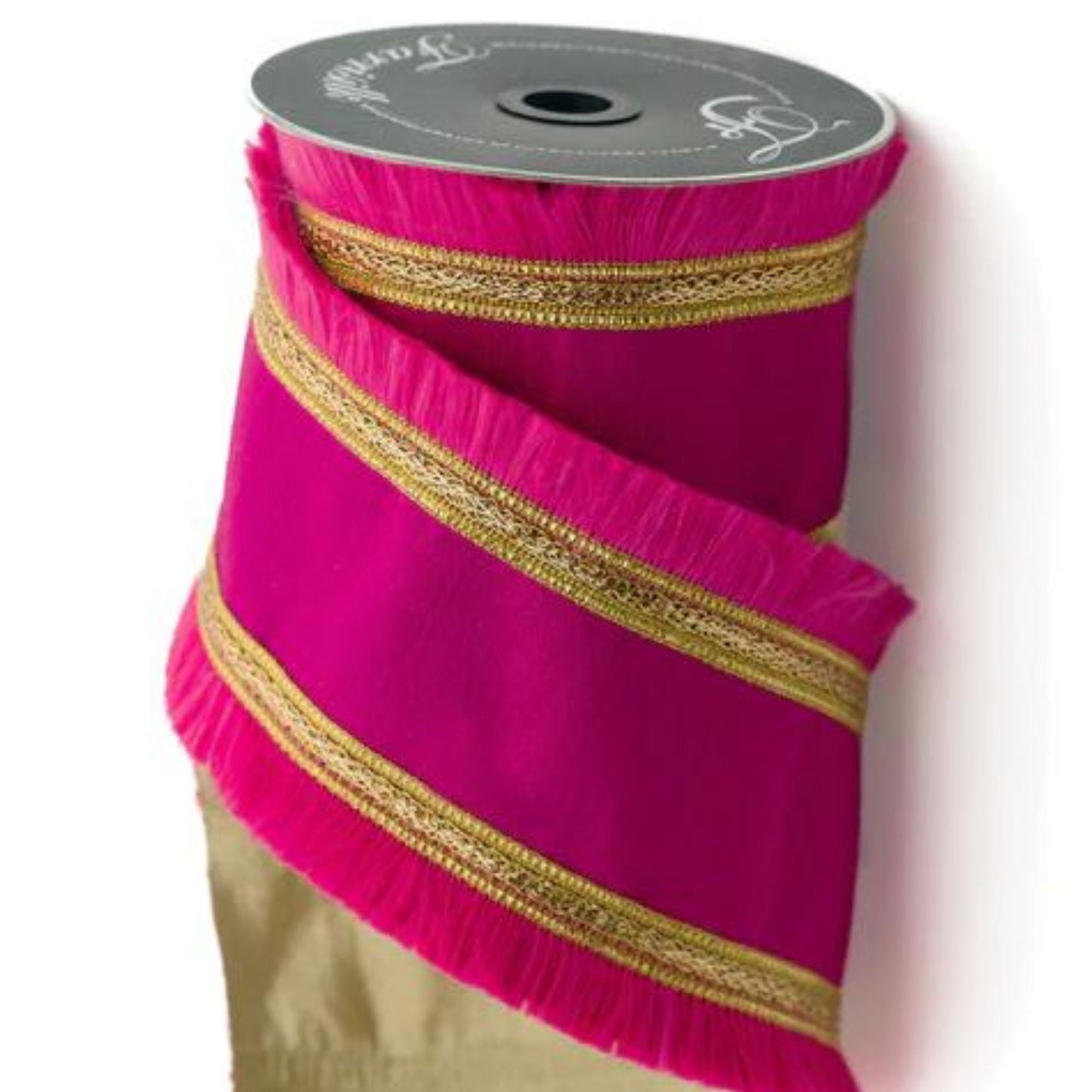 4" Hot Pink Festival Fringe Ribbon, Light Pink Christmas Ribbon