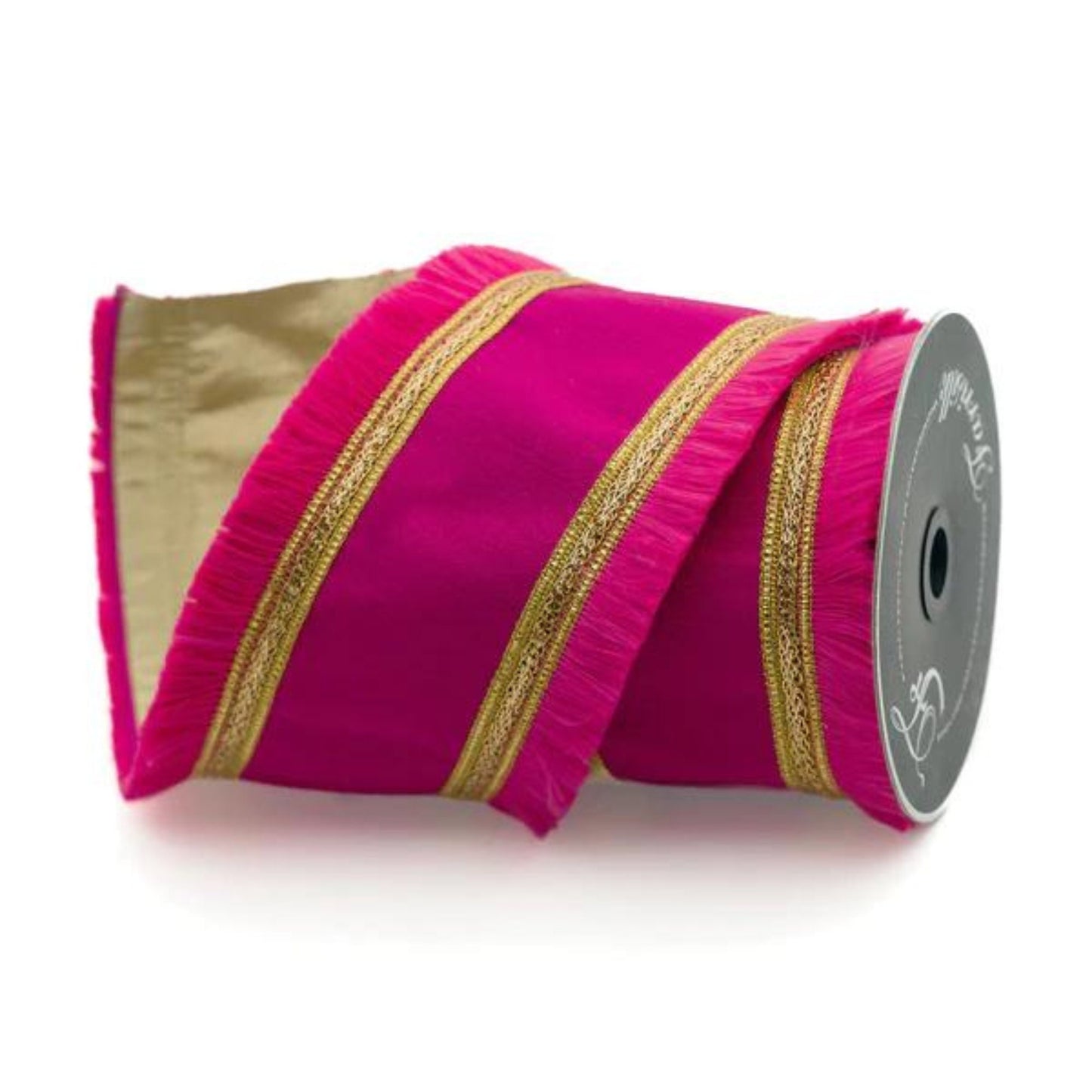 4" Hot Pink Festival Fringe Ribbon, Light Pink Christmas Ribbon