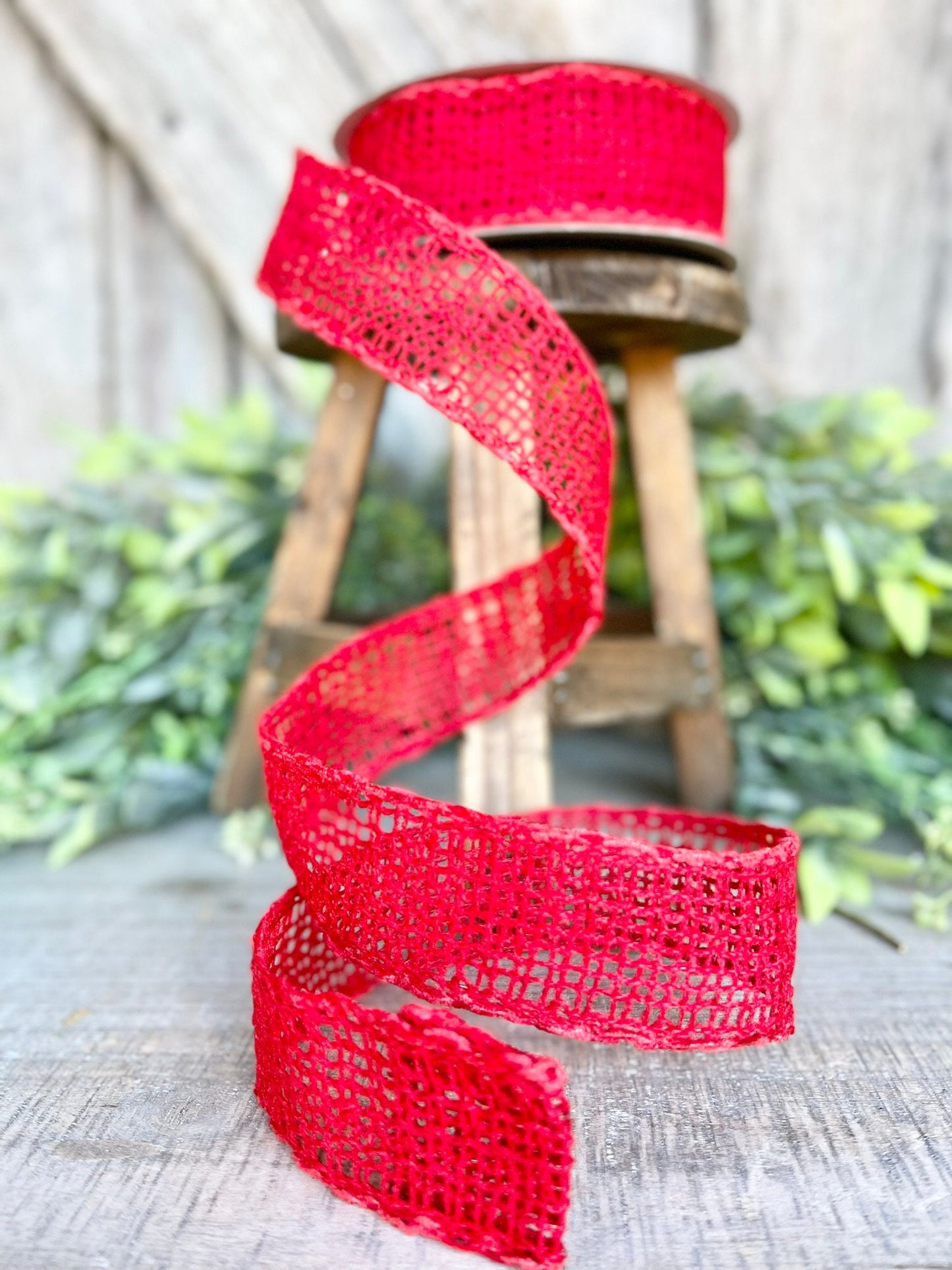 1.5" Red Vibrant Weave Ribbon, Farrisilk Ribbon