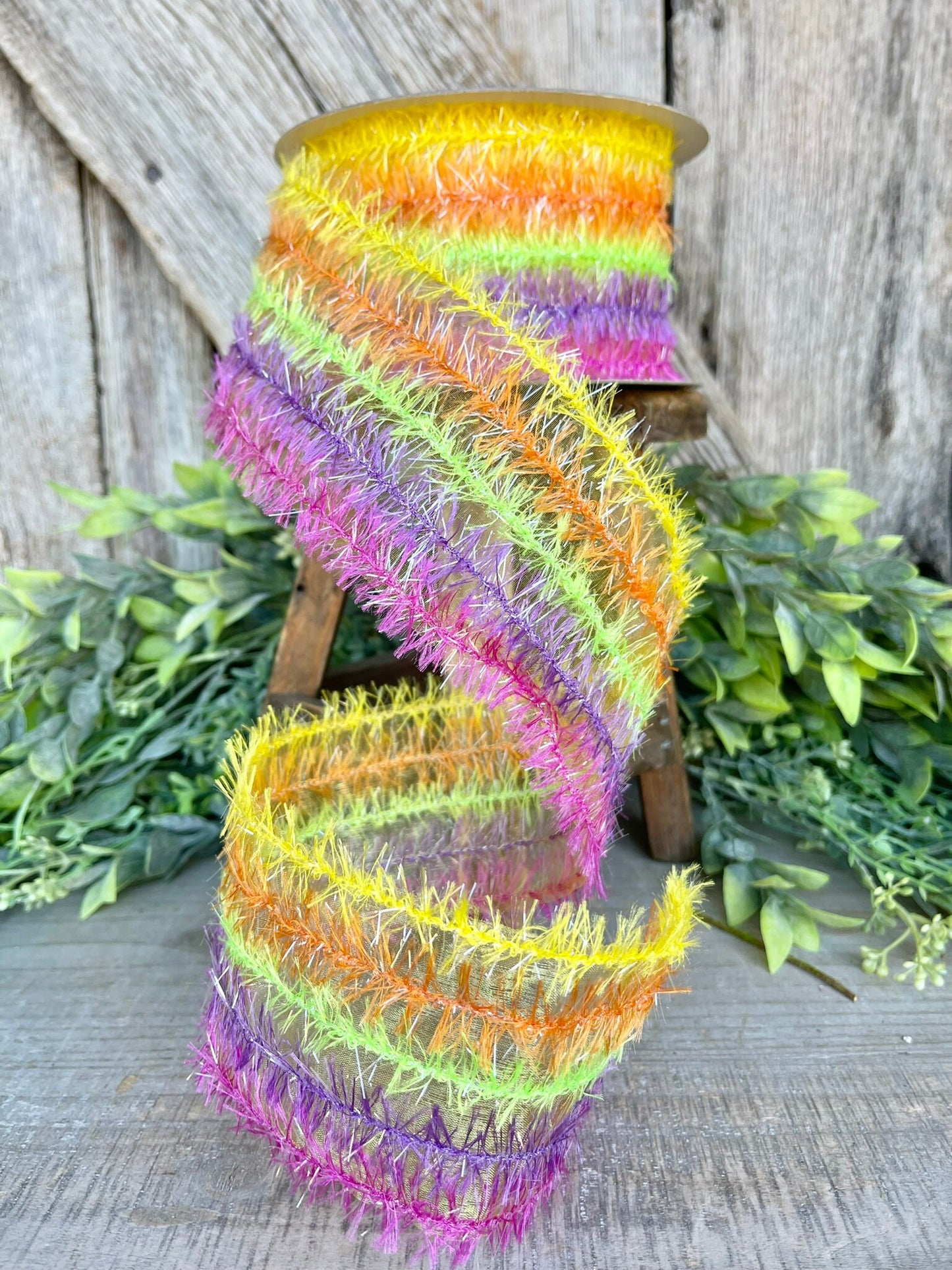 2.5" Shagadelic Fuzzy Ribbon, Farrisilk Ribbon, Colorful Ribbon