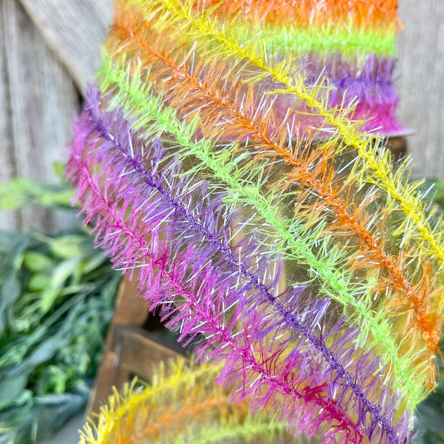 2.5" Shagadelic Fuzzy Ribbon, Farrisilk Ribbon, Colorful Ribbon