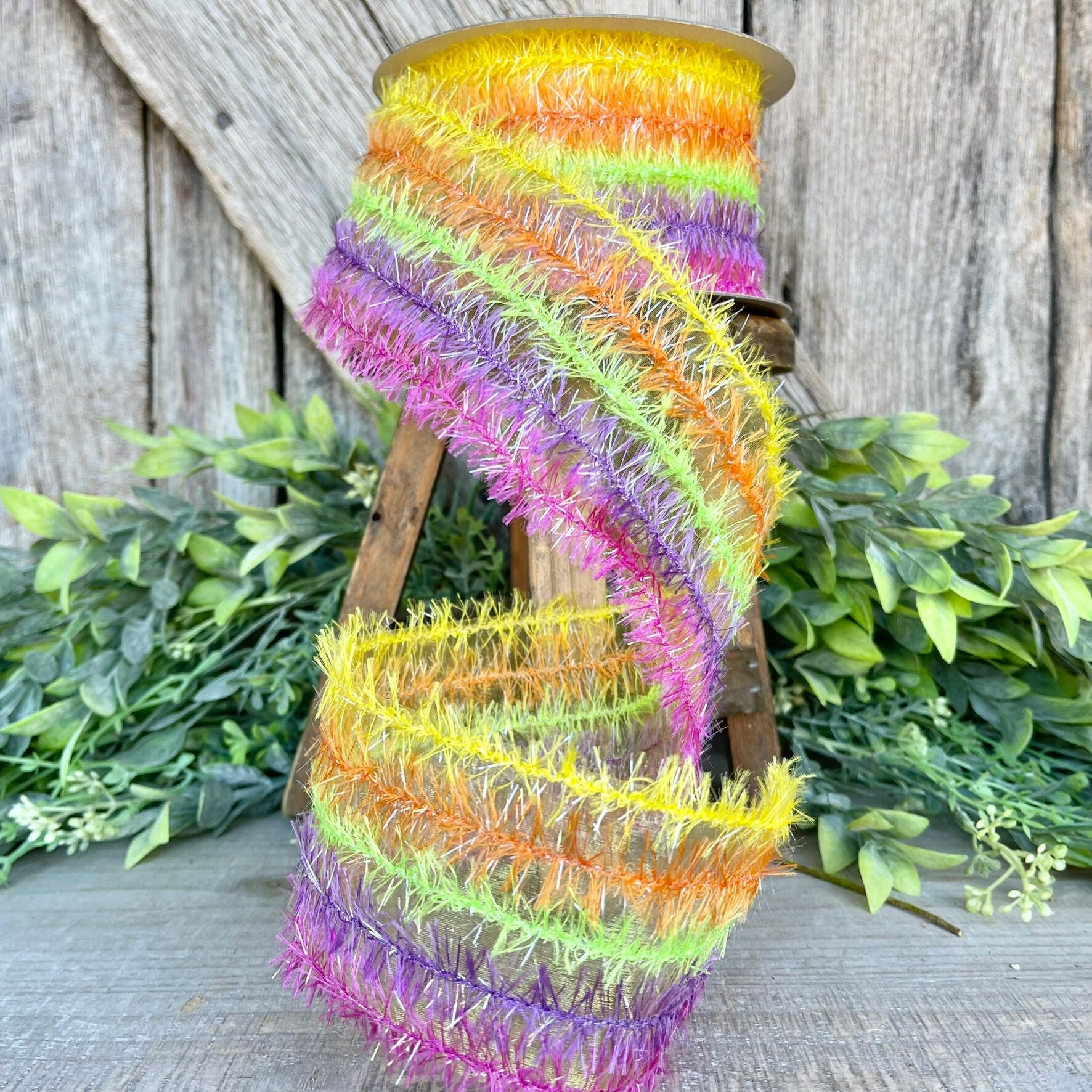 2.5" Shagadelic Fuzzy Ribbon, Farrisilk Ribbon, Colorful Ribbon