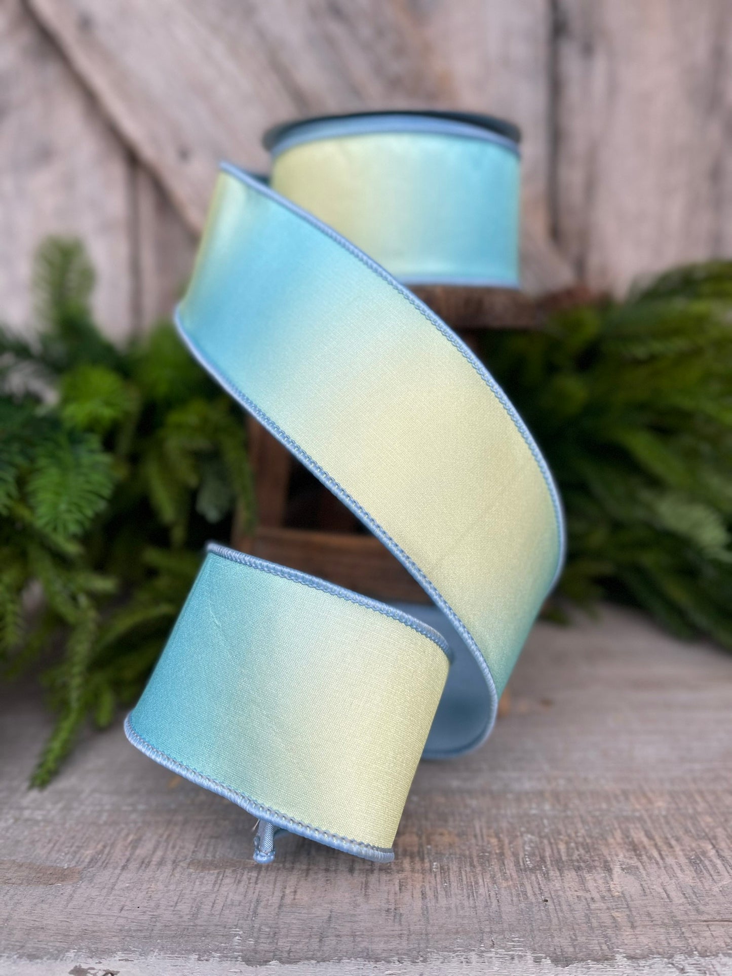 2.5" Blue Prismatic Ribbon, Farrisilk RIbbon, Blue Wired RIbbon