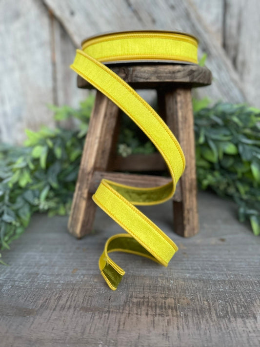3/4” Yellow Green Ribbon, Farrisilk ribbon, wired ribbon