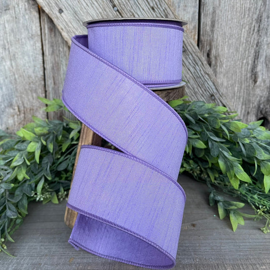 2.5” Lavender Dupion Ribbon, Farrisilk ribbon, wired ribbon