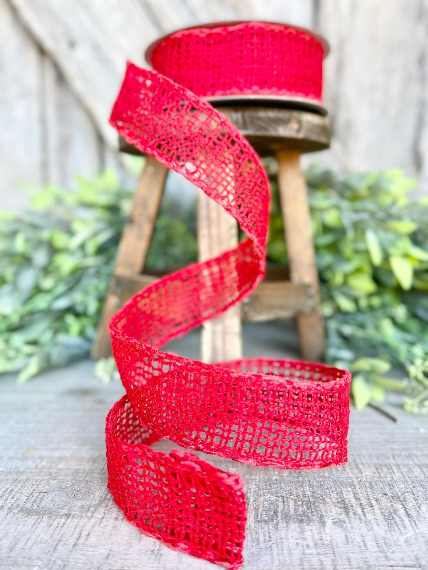1.5" Red Vibrant Weave Ribbon, Farrisilk Ribbon