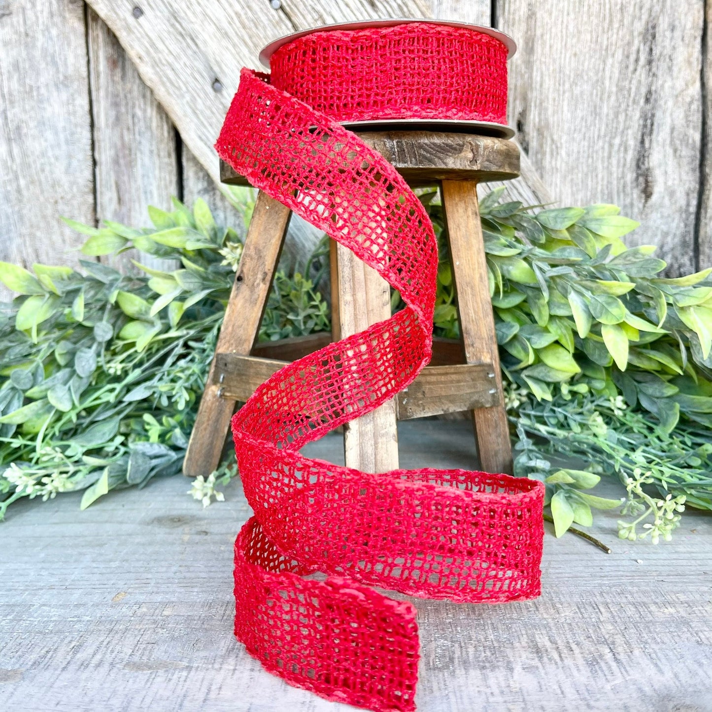 1.5" Red Vibrant Weave Ribbon, Farrisilk Ribbon