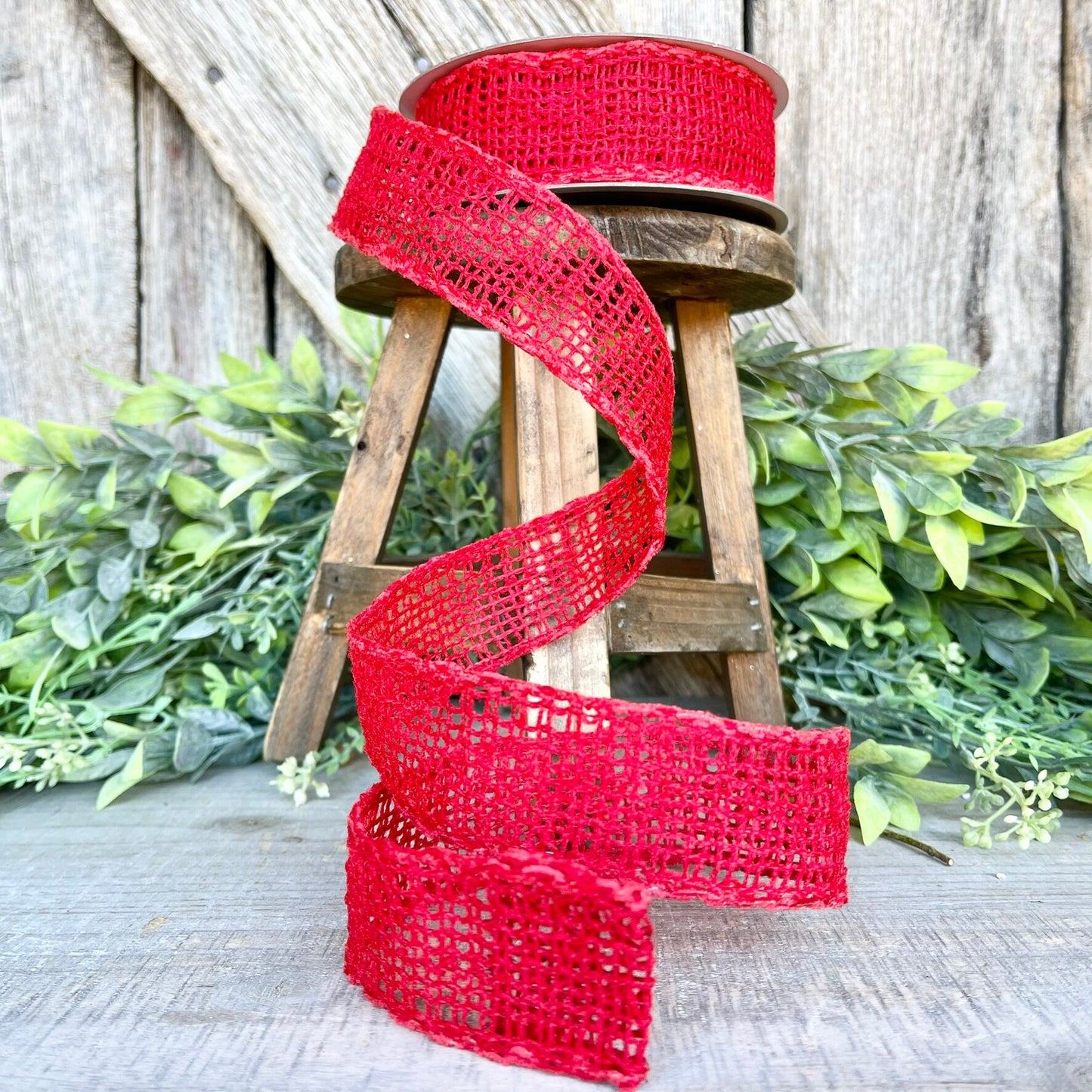 1.5" Red Vibrant Weave Ribbon, Farrisilk Ribbon
