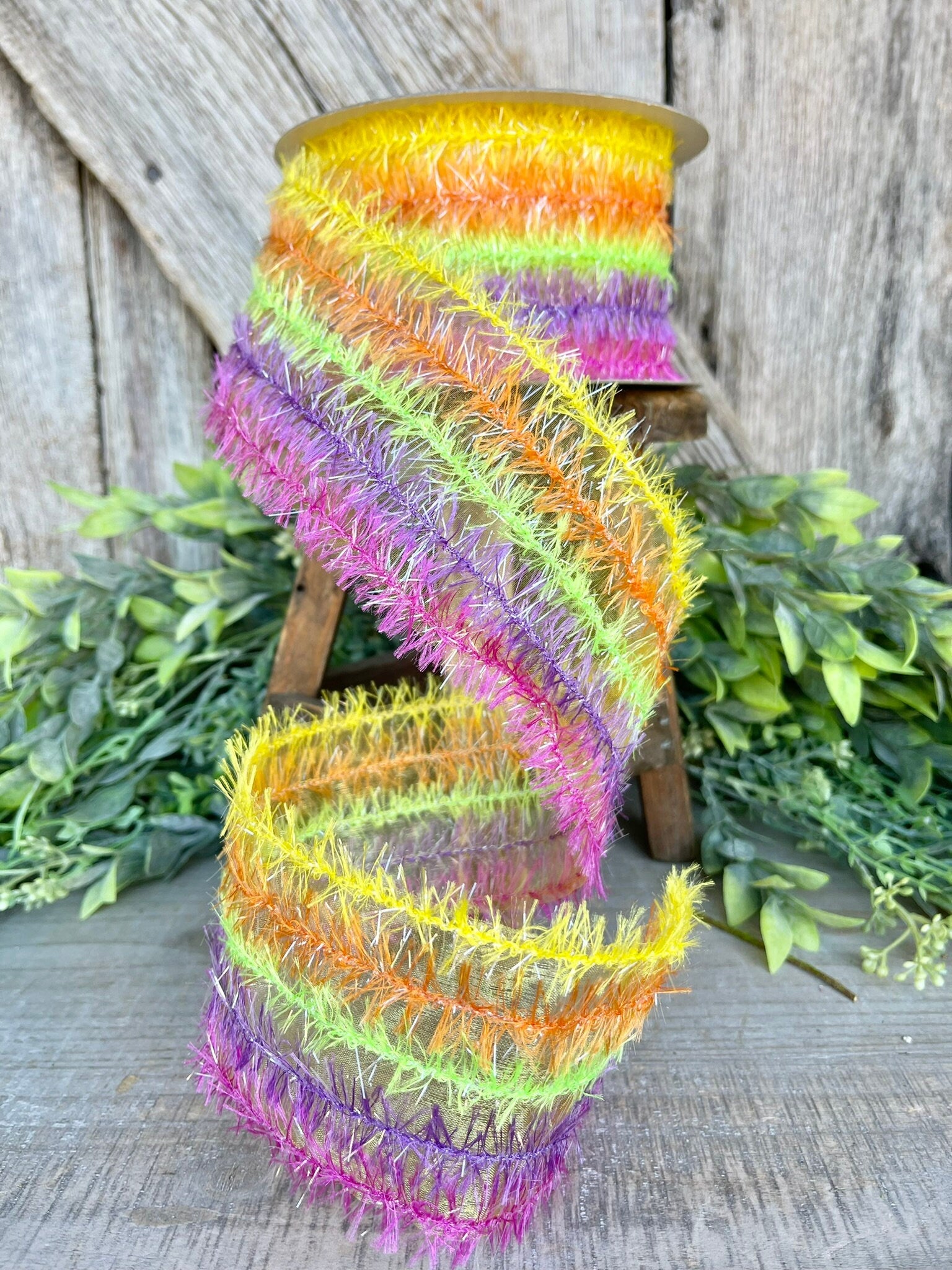 2.5" Shagadelic Fuzzy Ribbon, Farrisilk Ribbon, Colorful Ribbon