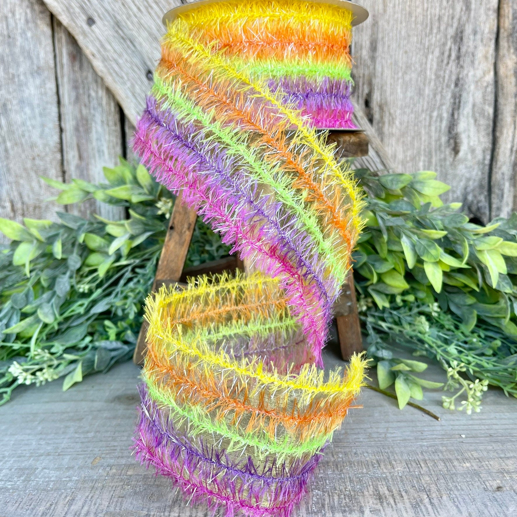 2.5" Shagadelic Fuzzy Ribbon, Farrisilk Ribbon, Colorful Ribbon