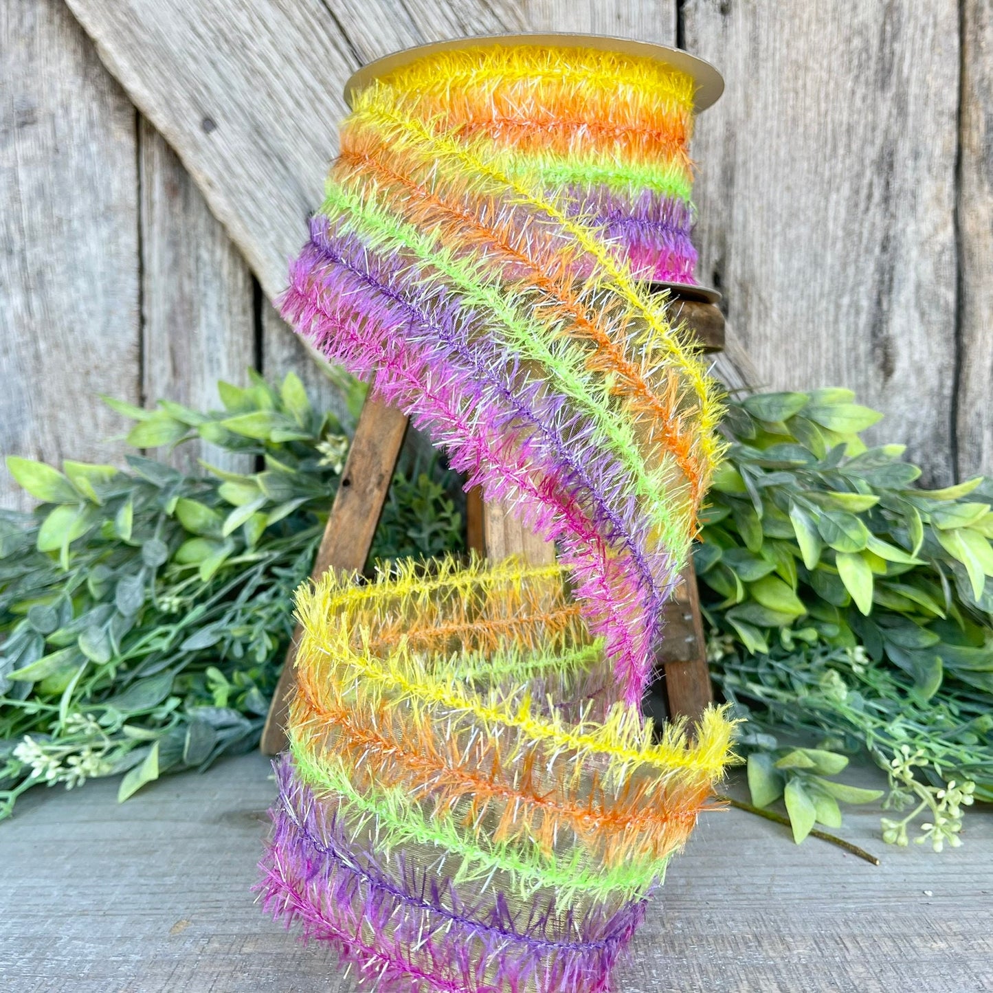 2.5" Shagadelic Fuzzy Ribbon, Farrisilk Ribbon, Colorful Ribbon