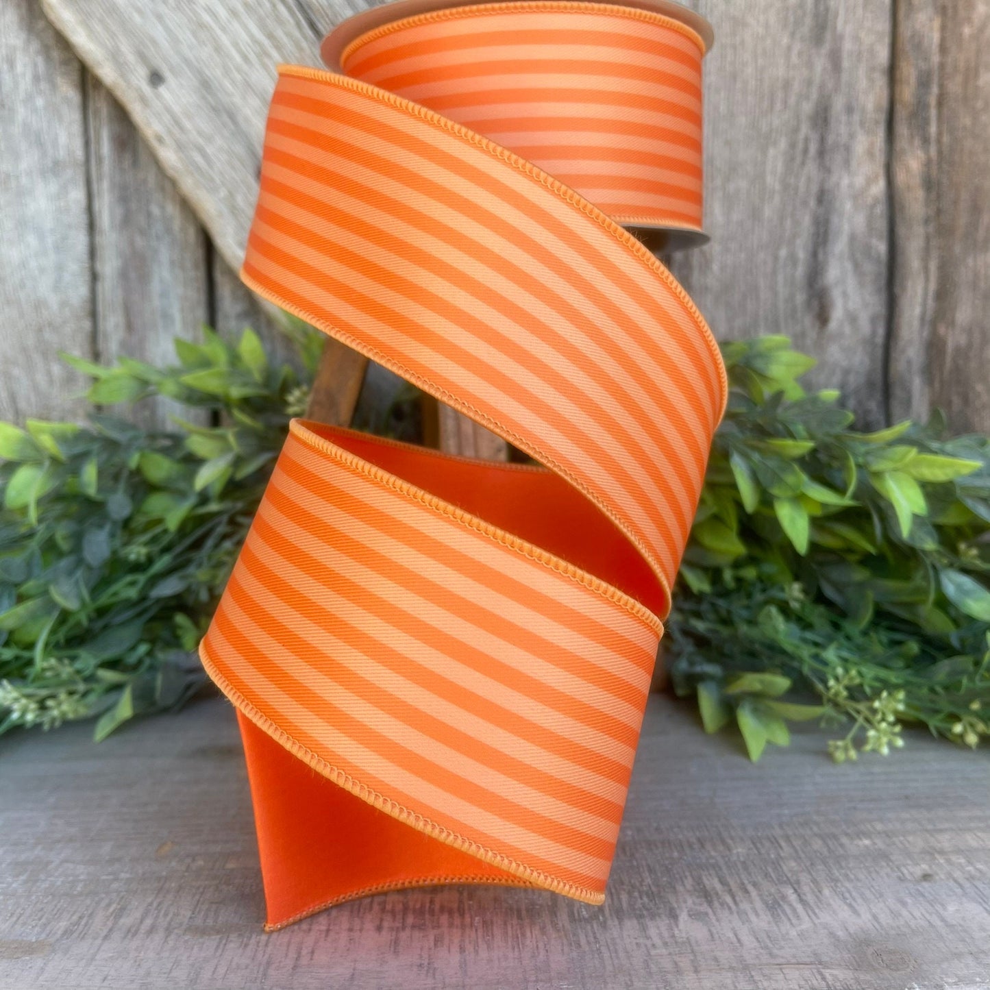 2.5" Orange Monochrome Stripe Ribbon, Farrisilk Ribbon, Designer Ribbon