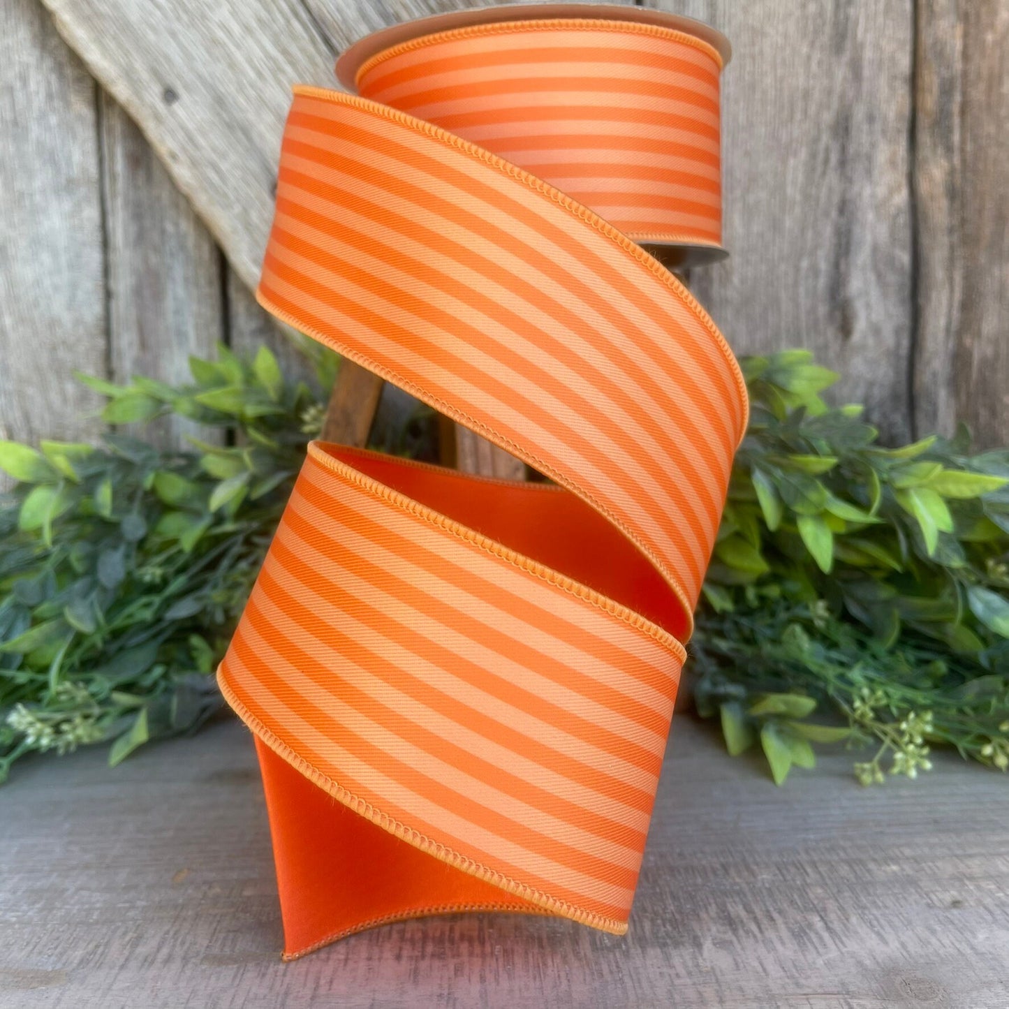 2.5" Orange Monochrome Stripe Ribbon, Farrisilk Ribbon