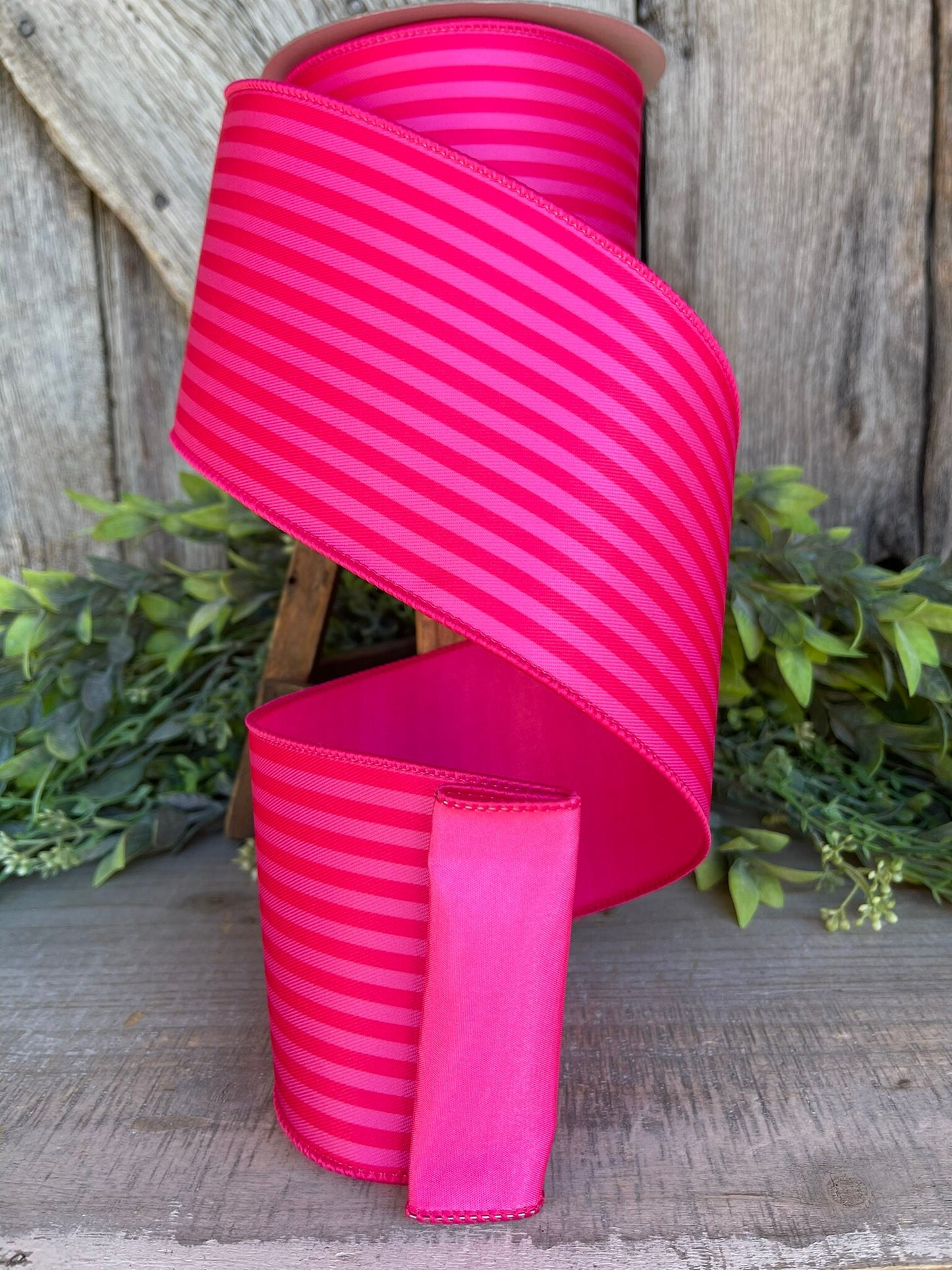 4" Hot Pink Monochrome Stripe Ribbon, Farrisilk Ribbon