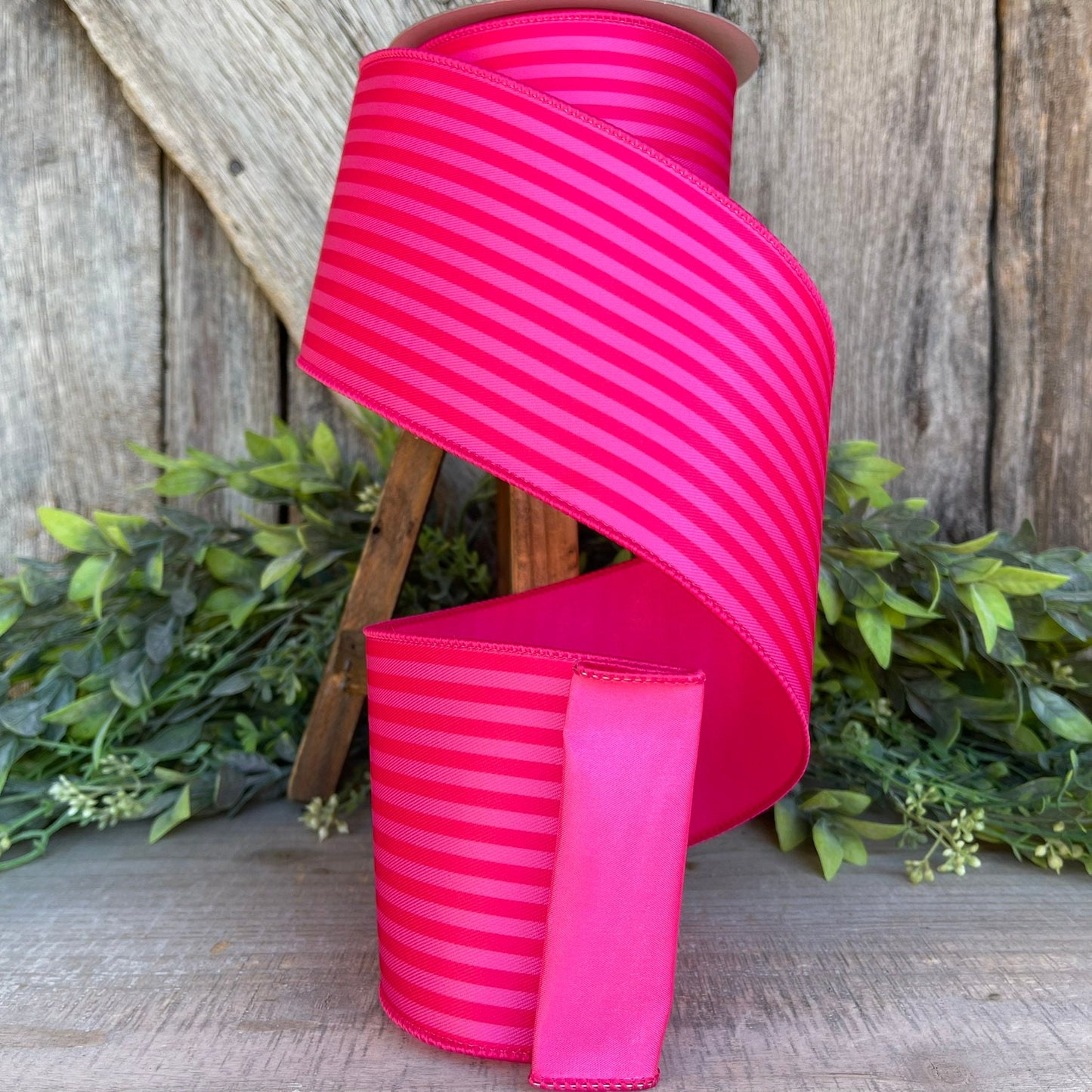 4" Hot Pink Monochrome Stripe Ribbon, Farrisilk Ribbon