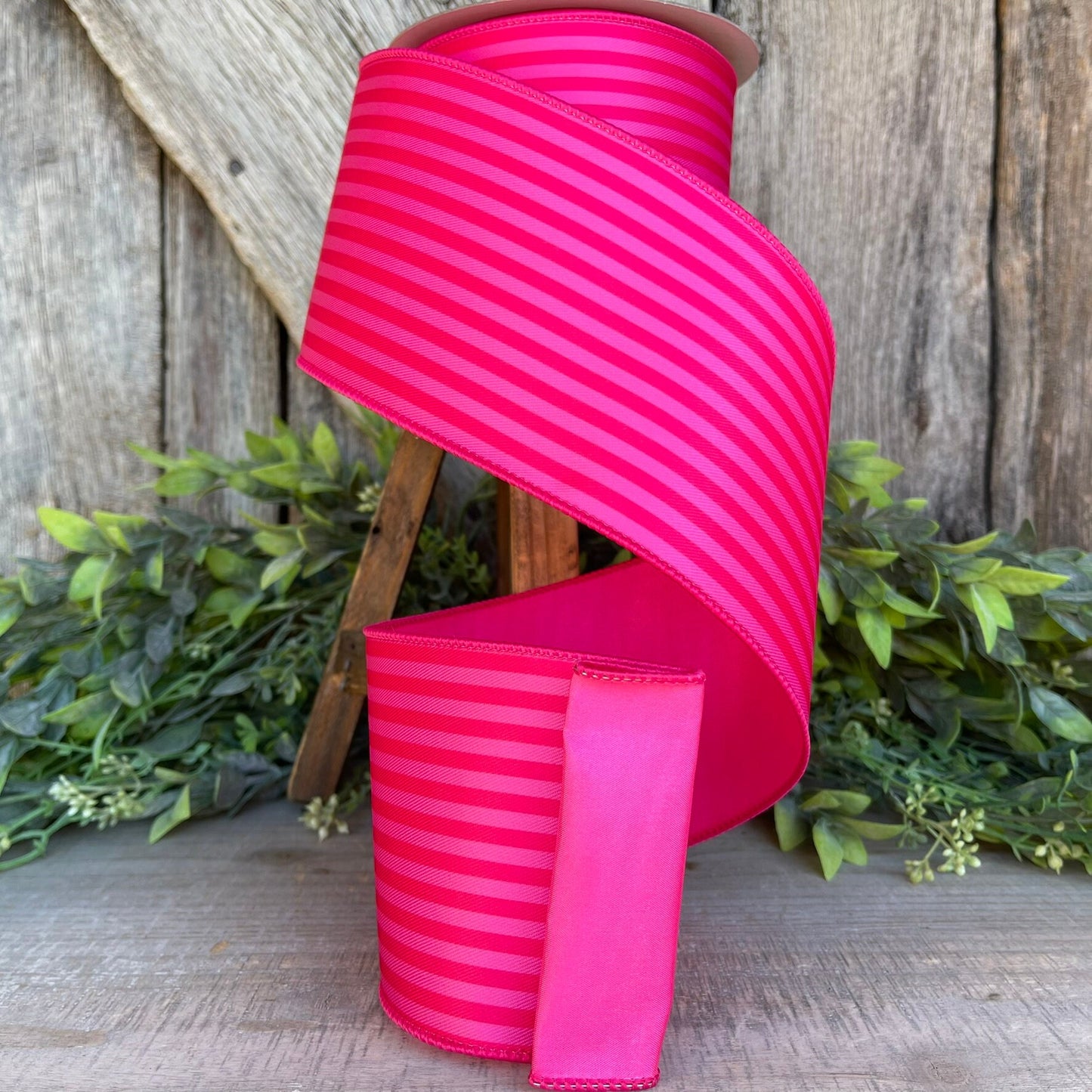4" Hot Pink Monochrome Stripe Ribbon, Farrisilk Ribbon
