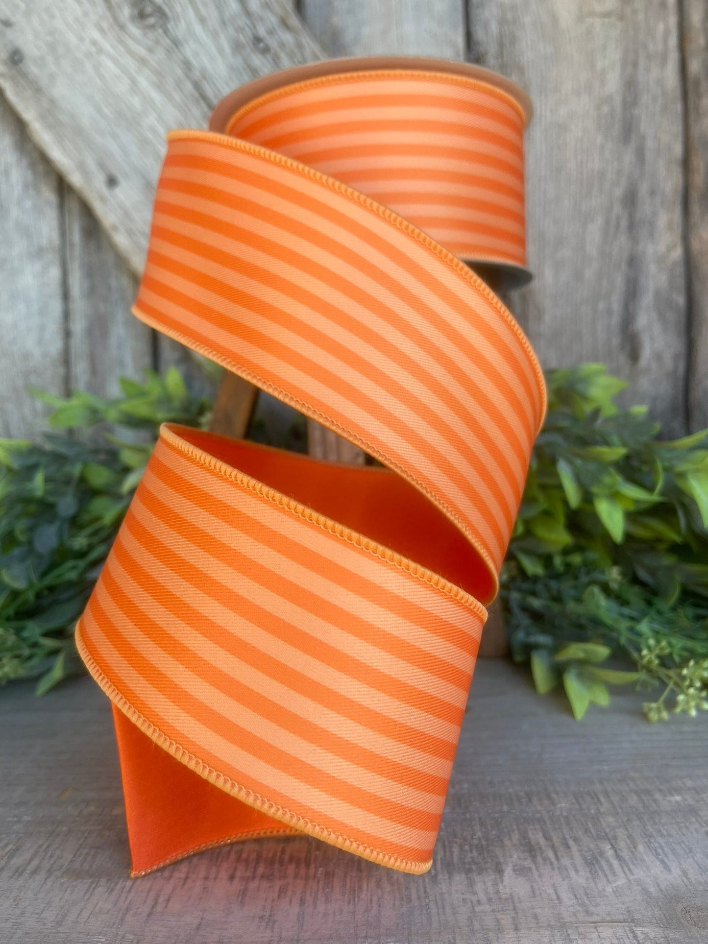 2.5" Orange Monochrome Stripe Ribbon, Farrisilk Ribbon