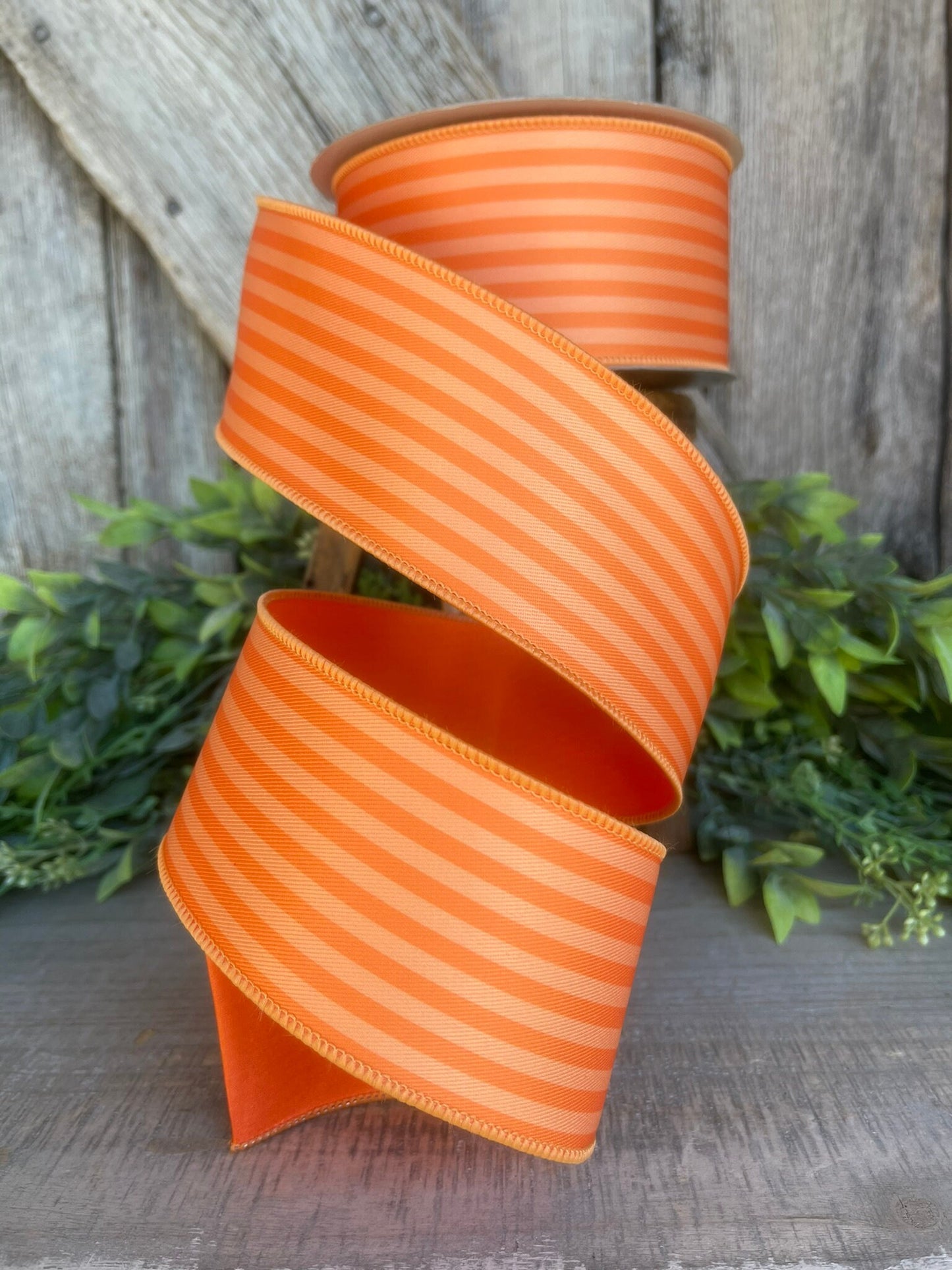 2.5" Orange Monochrome Stripe Ribbon, Farrisilk Ribbon