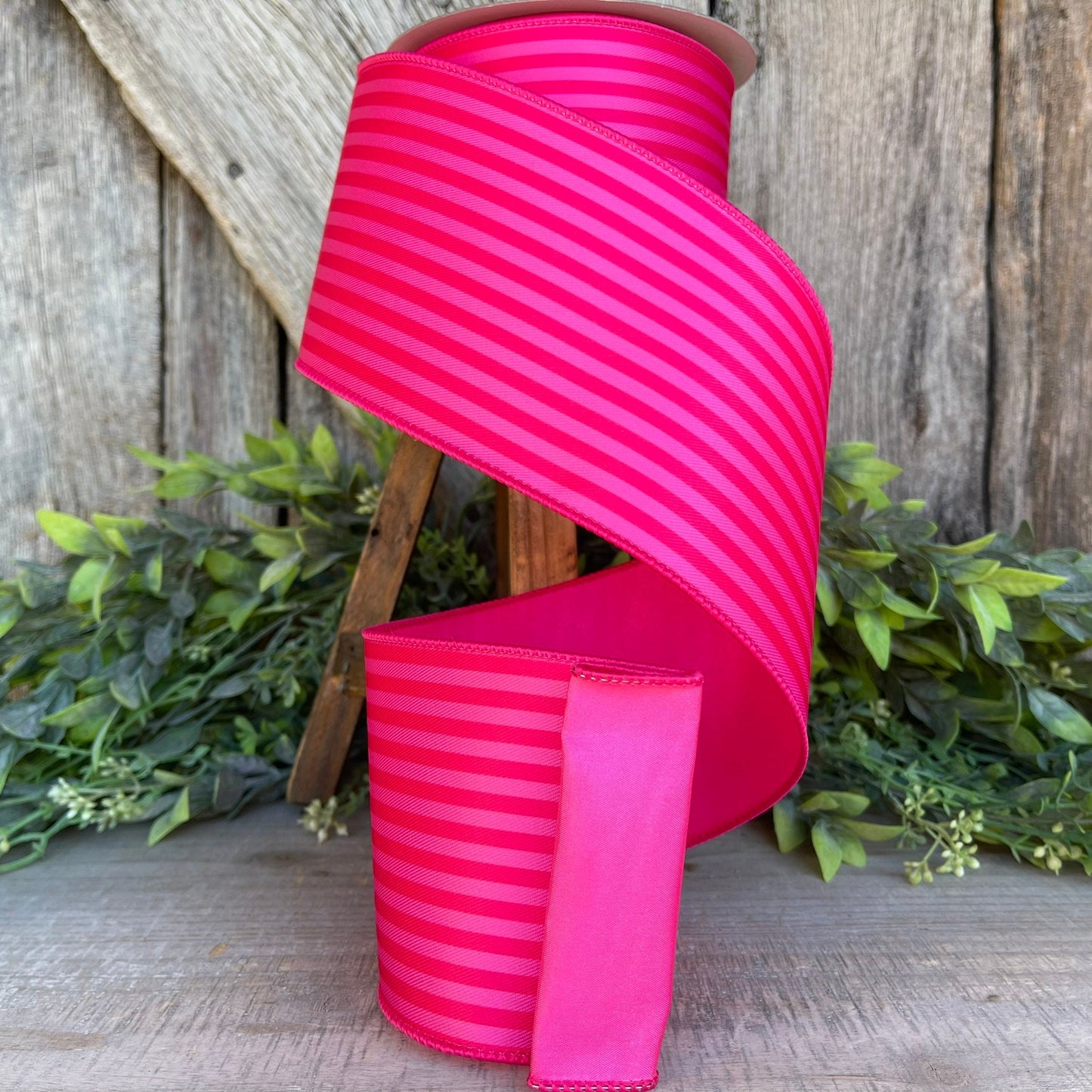 4" Hot Pink Monochrome Stripe Ribbon, Farrisilk Ribbon