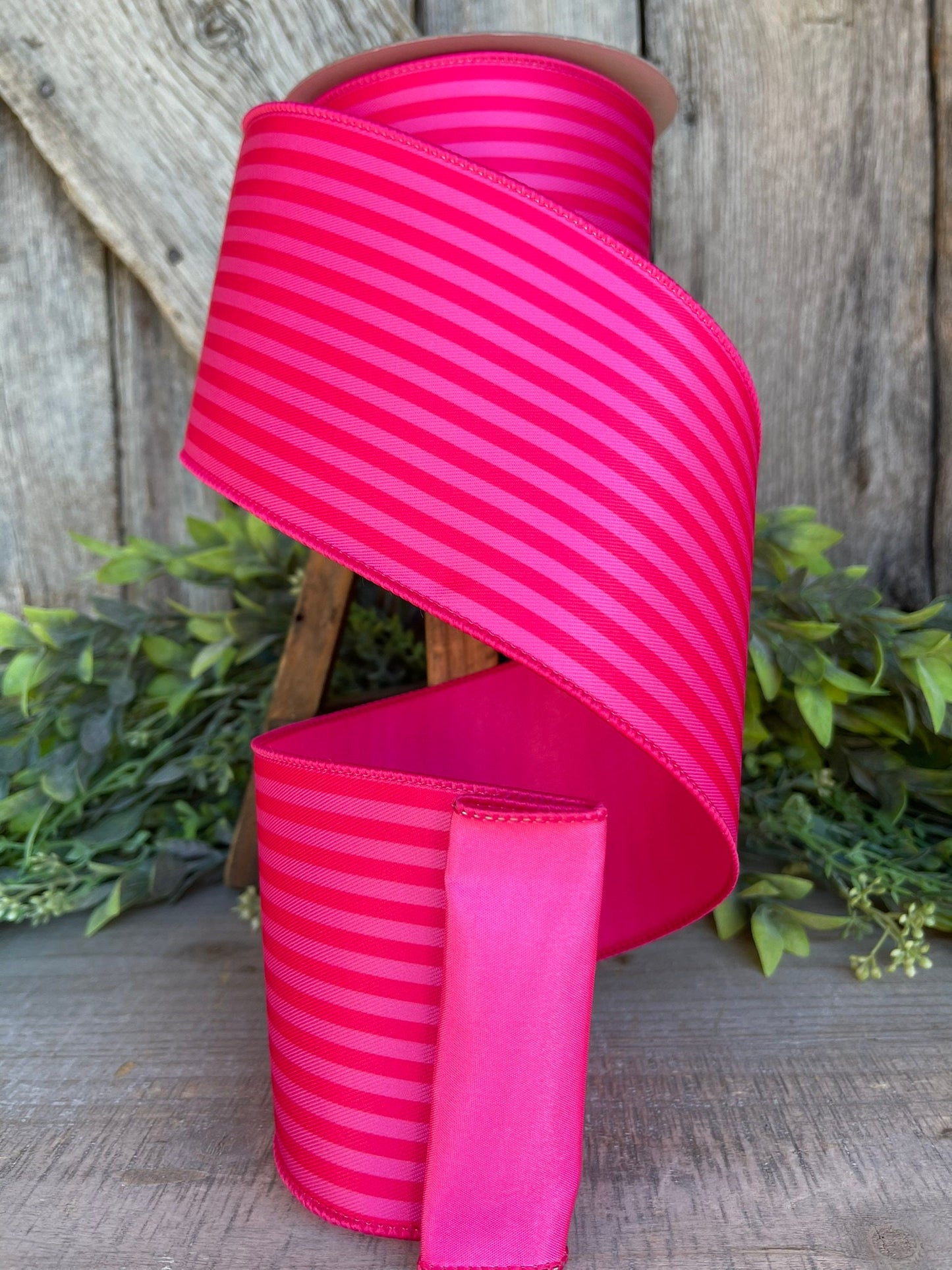 4" Hot Pink Monochrome Stripe Ribbon, Farrisilk Ribbon