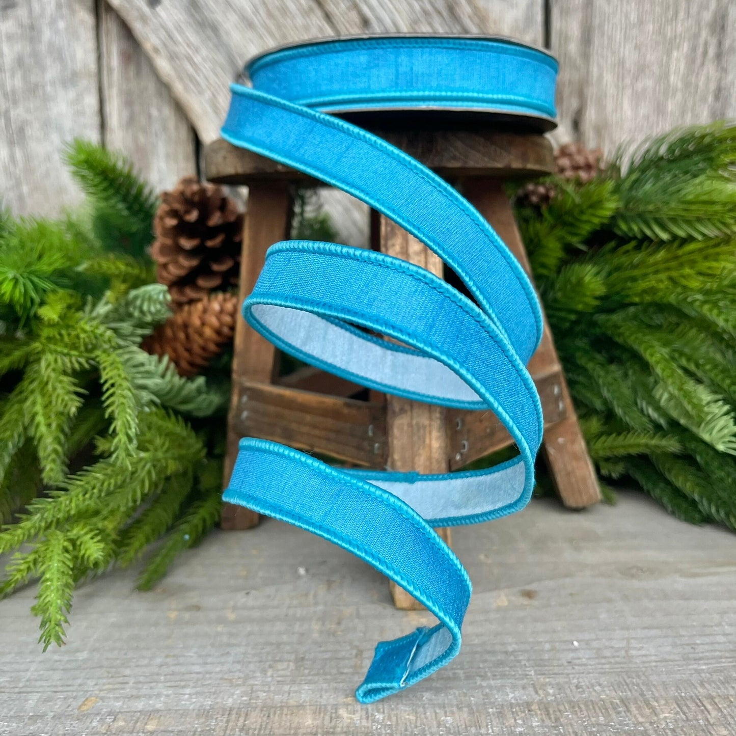 3/4 Blue Color Fusion Ribbon Farrisilk Ribbon, Wired Ribbon