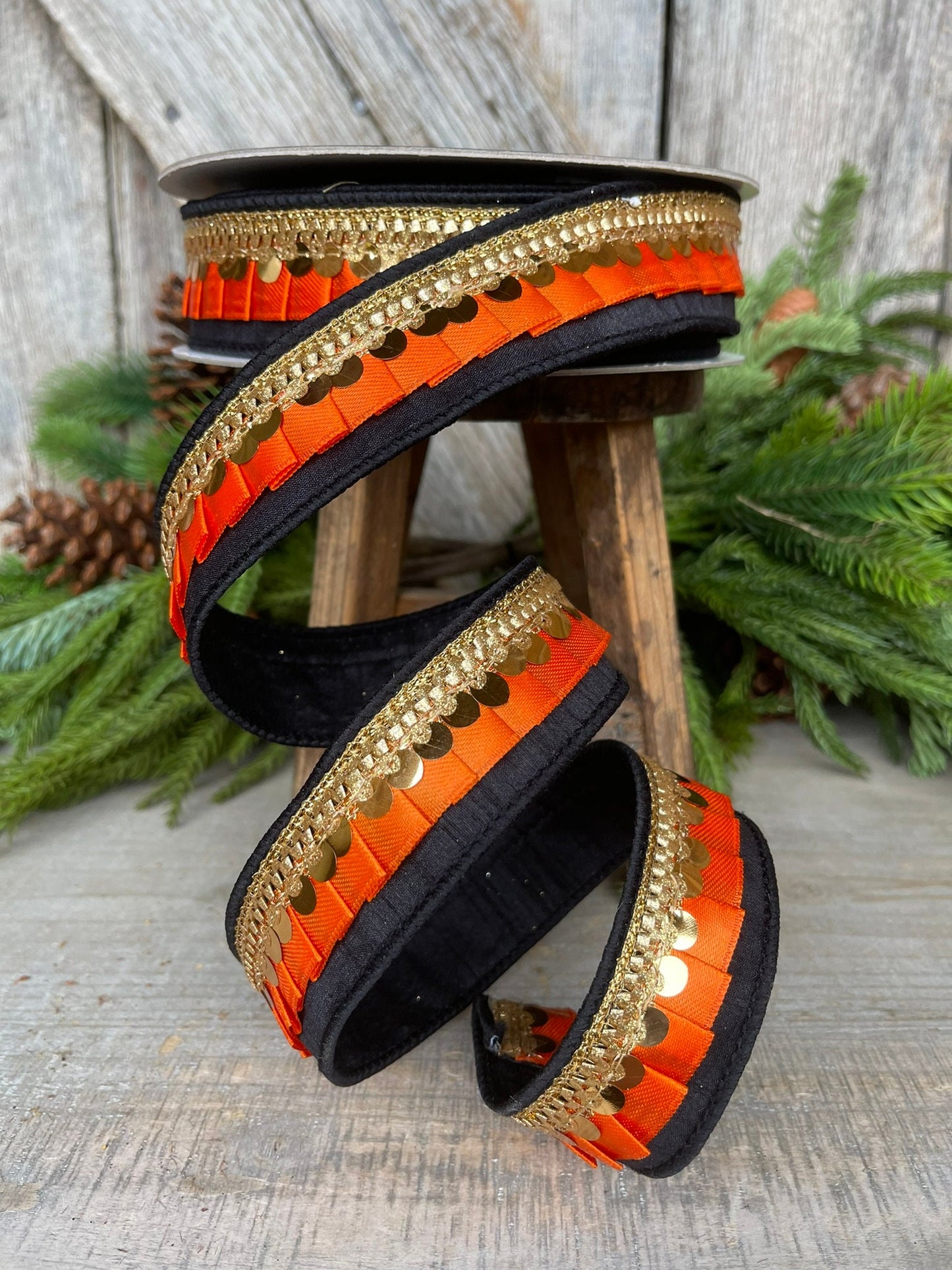 1.5" Halloween Ribbon, Tricks or Pleats, Farrisilk Ribbon