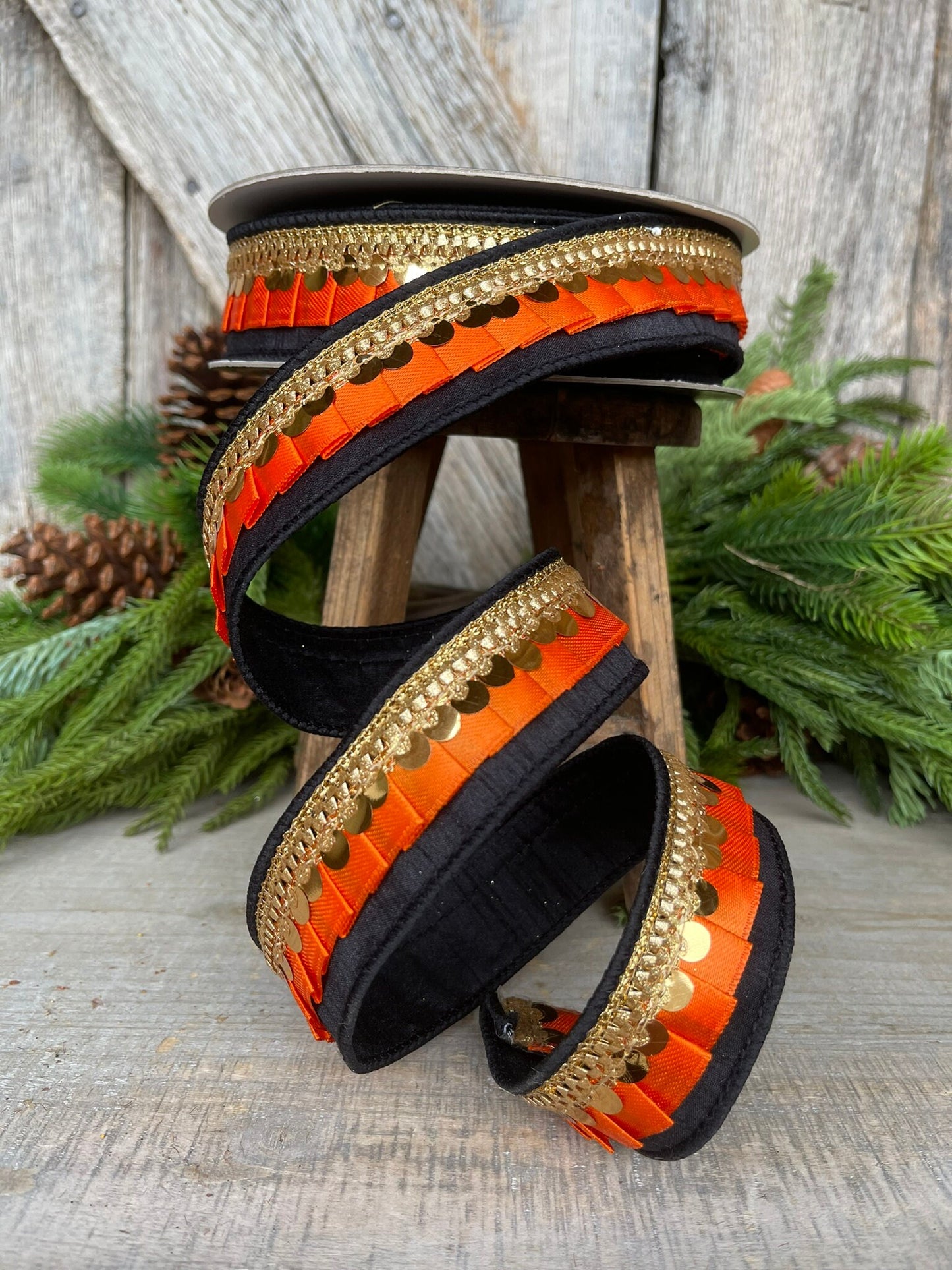 1.5" Halloween Ribbon, Tricks or Pleats, Farrisilk Ribbon